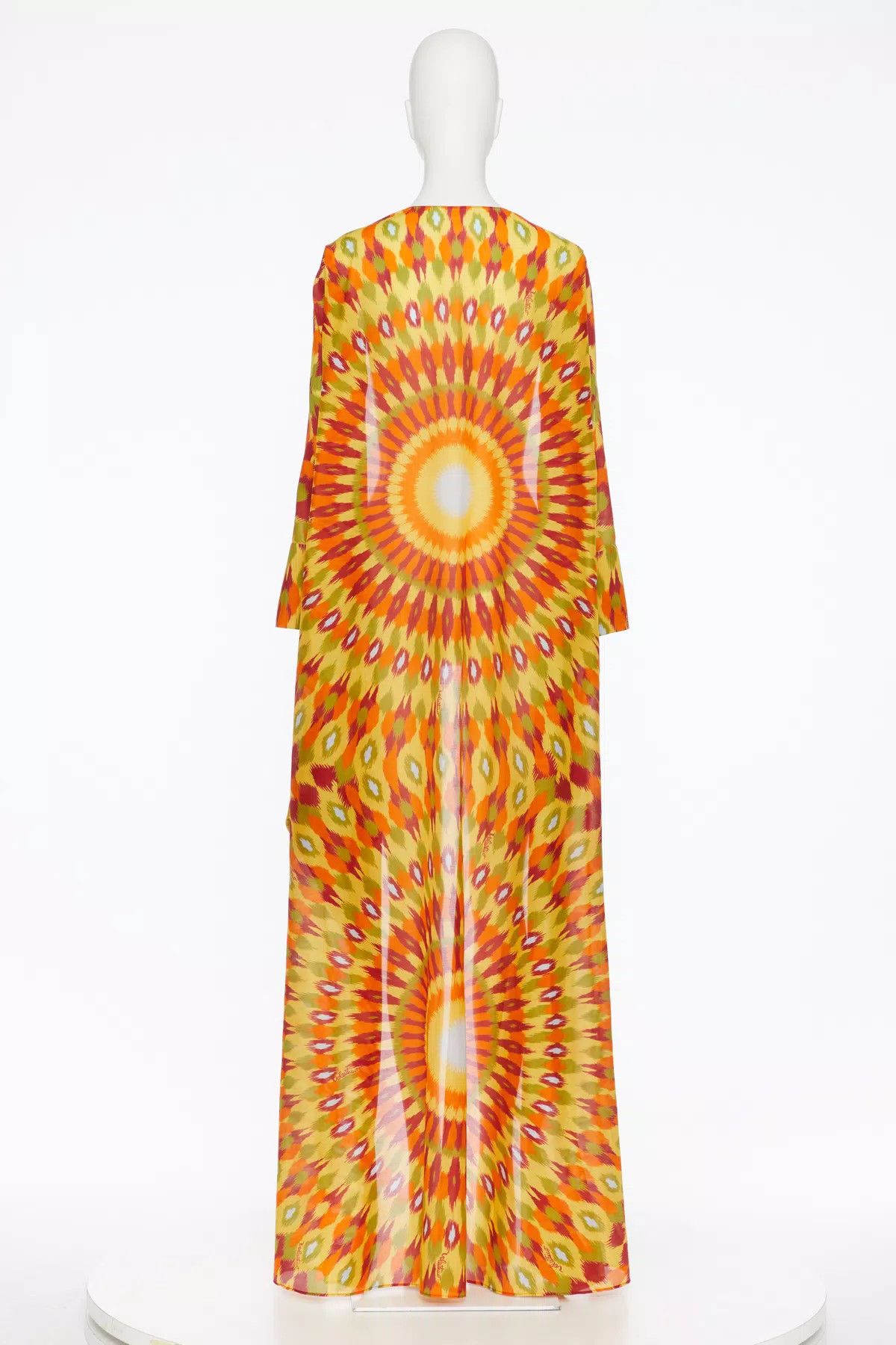 Valentino o1s1wg110925 Long Voile Cape With Round Rain Print in Orange Size M / US 6-8 / IT 42-44 - 4 Thumbnail