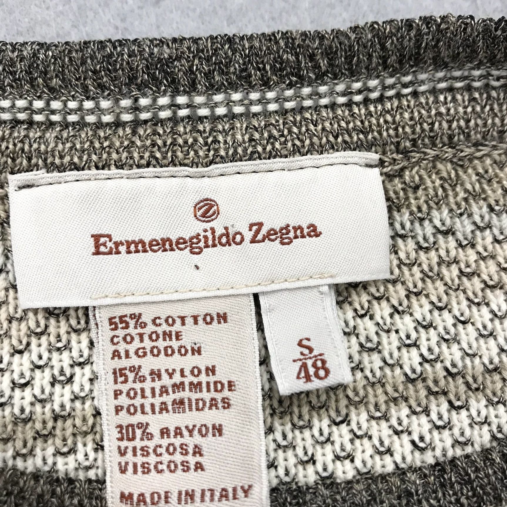 Ermenegildo Zegna Ermenegildo Zegna Sweater Mens Small 48 Brown Striped Knit Crewneck Pullover Size US S / EU 44-46 / 1 - 4 Thumbnail