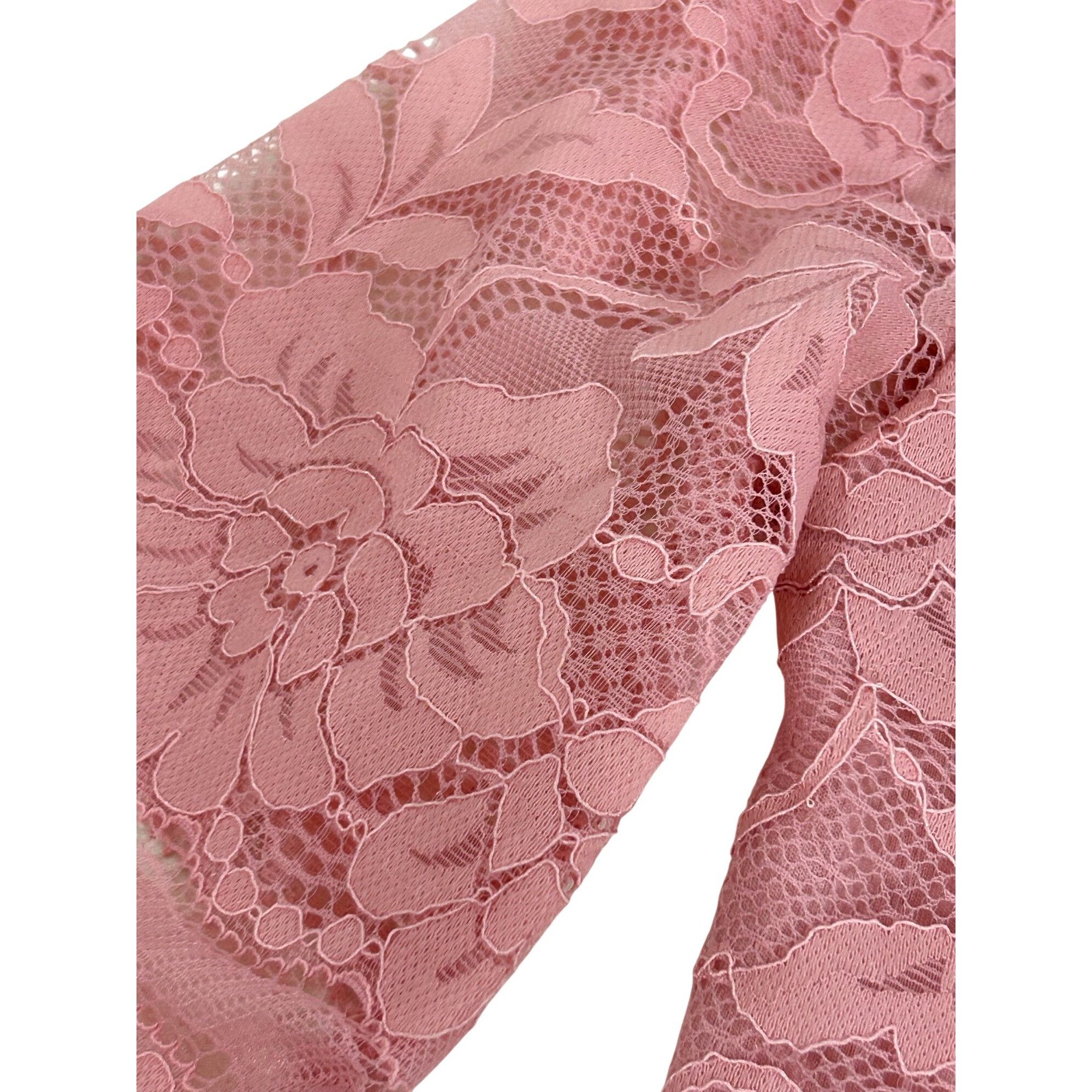 Other Mock Neck Pink Floral Lace Top S Juniors Long Sleeve Dressy Size S / US 4 / IT 40 - 9 Thumbnail