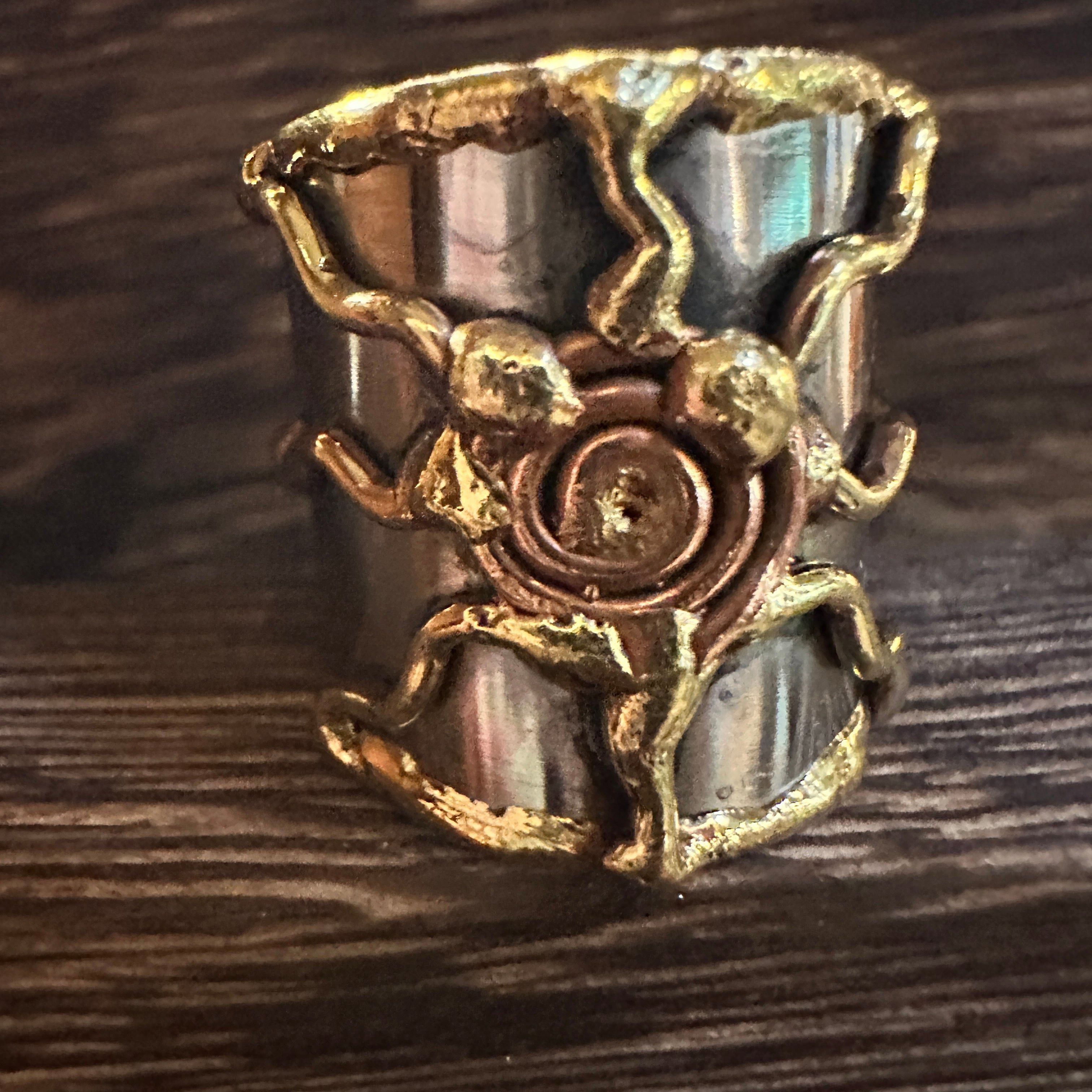Other Artisan Crafted Bohemian Silver & Copper Heart Wide Cuff Rin Size ONE SIZE - 7 Thumbnail