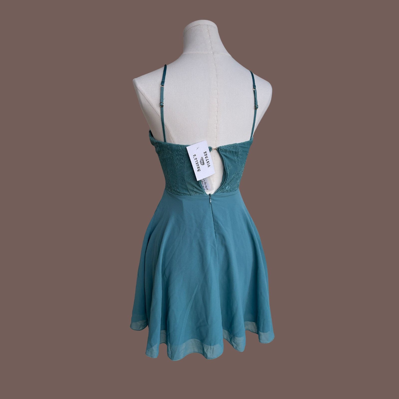 Other VTG Corset Mini Dress | Oh Polly Teal Lace | Y2K Coquette Size XS / US 0-2 / IT 36-38 - 4 Thumbnail