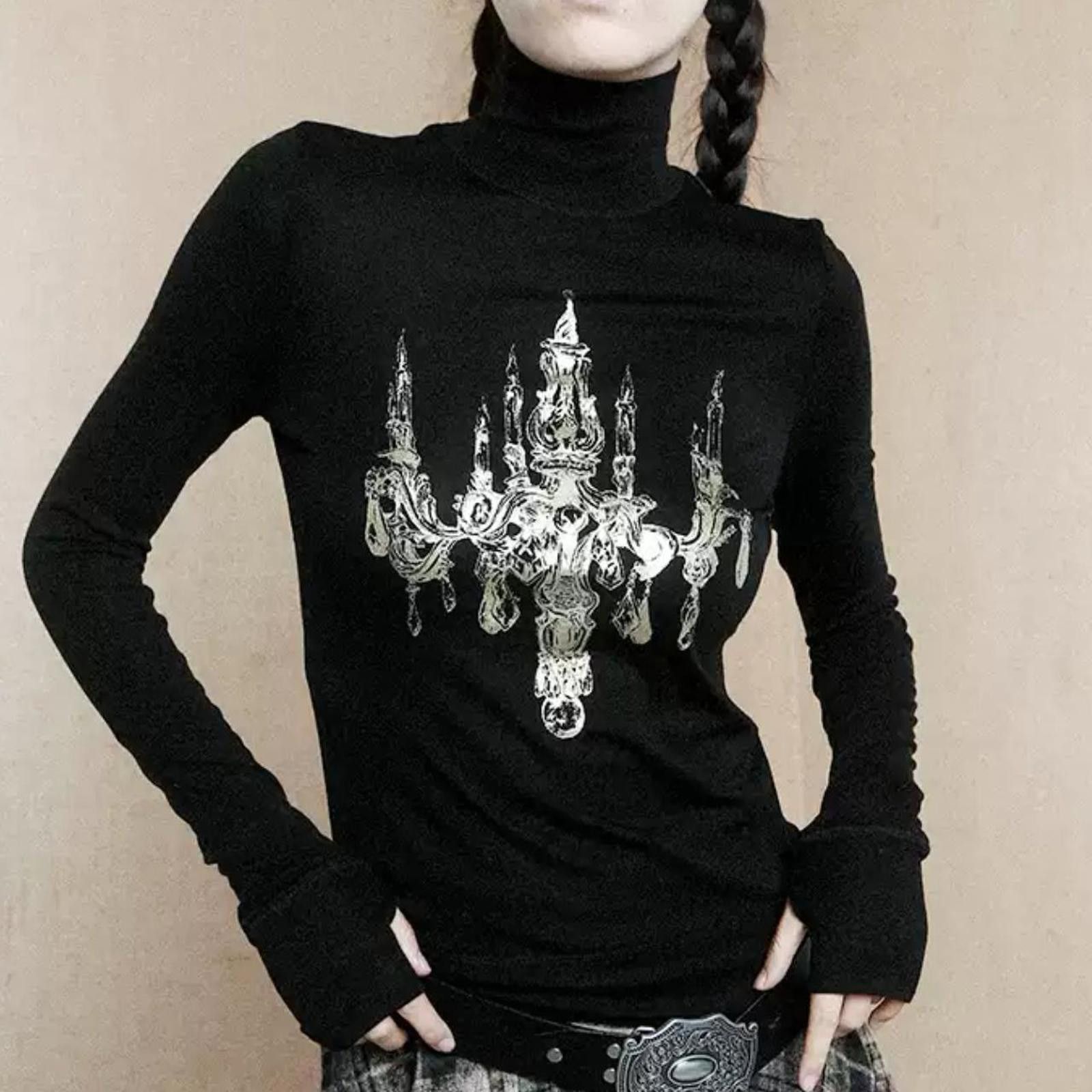 Japanese Brand Gothic Chandelier Print Turtleneck Size M / US 6-8 / IT 42-44 - 5 Thumbnail