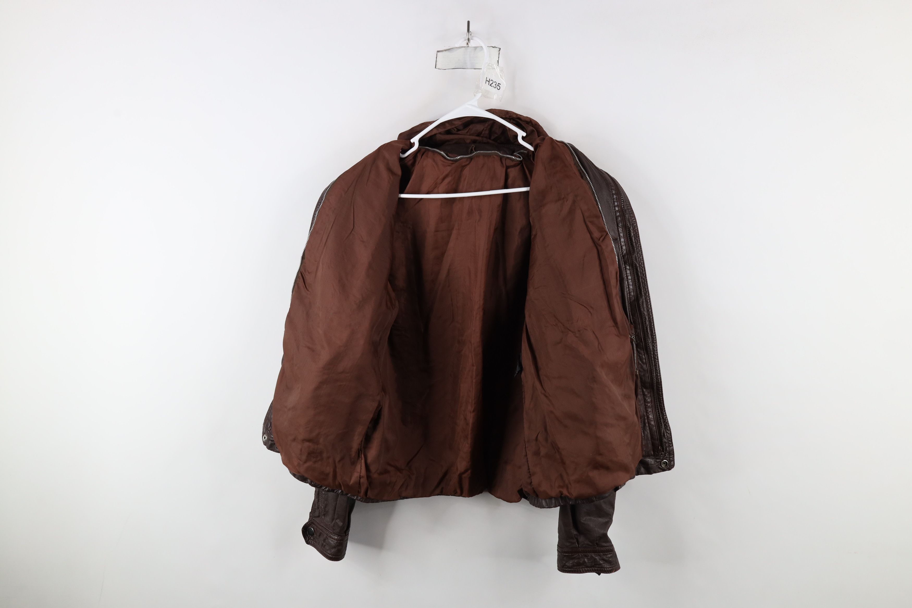 Vintage Vintage 70s Streetwear Hooded Leather Bomber Jacket Brown Size US L / EU 52-54 / 3 - 9 Thumbnail