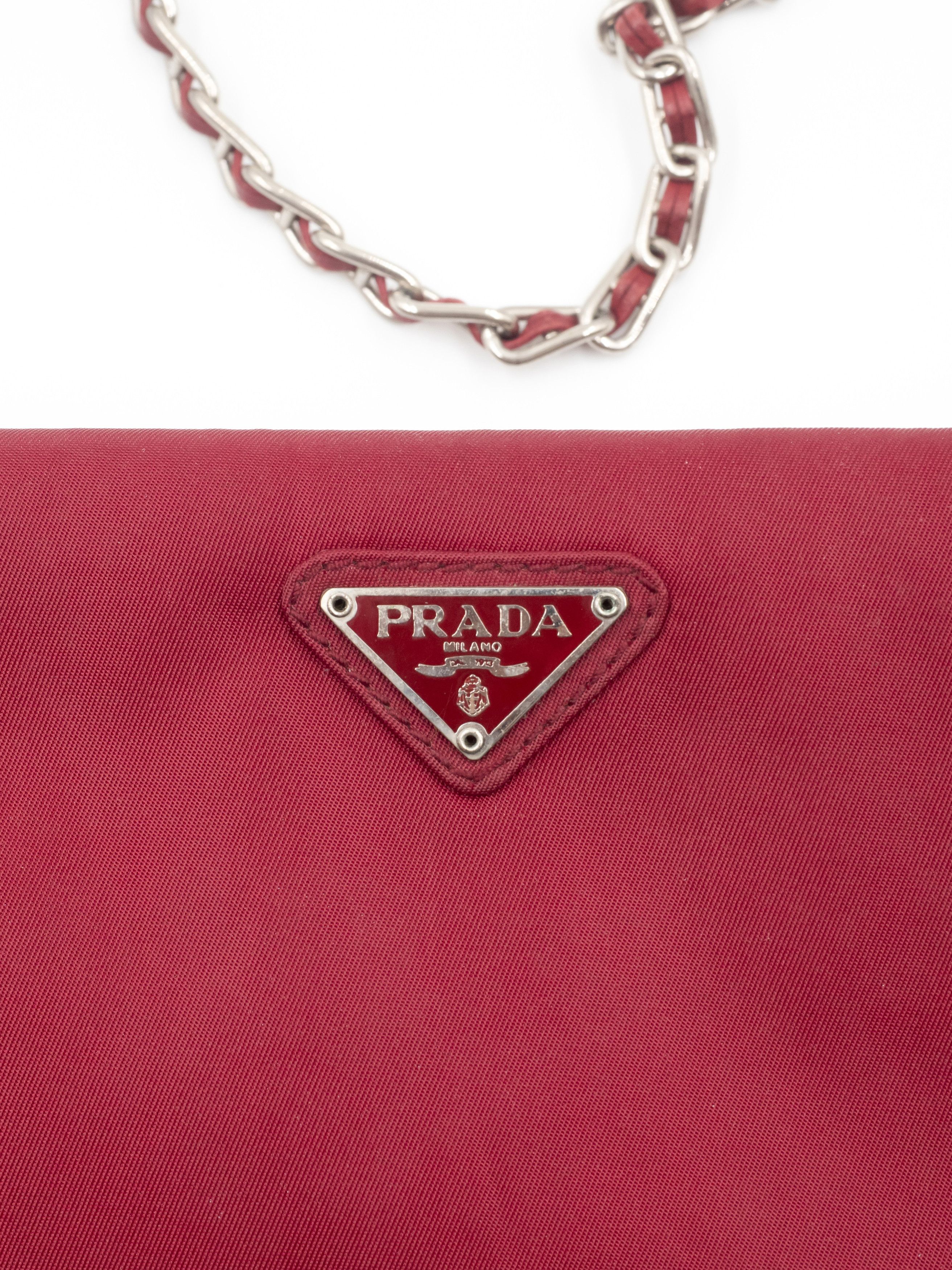 Prada Red Nylon Leather Shoulder Bag Size ONE SIZE - 3 Thumbnail