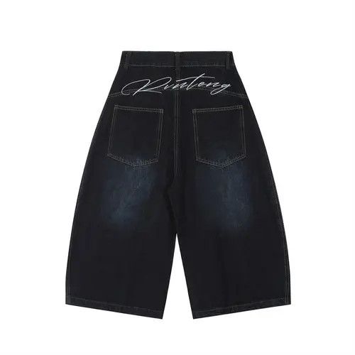 Japanese Brand × Jean Men's washed patchwork loose wide-leg scimitar denim shorts Size US 32 / EU 48 - 3 Thumbnail