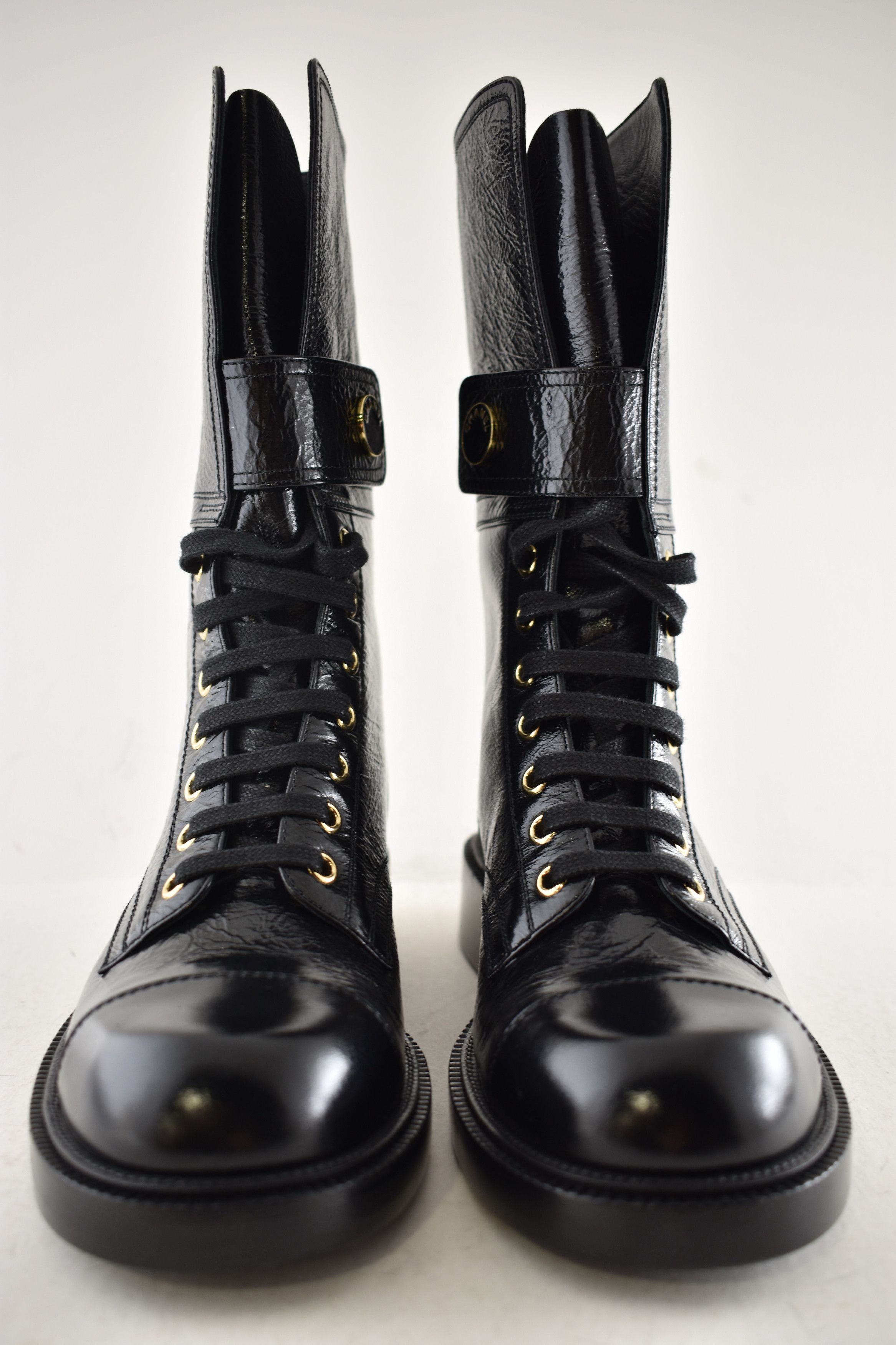 Chanel Chanel 24B Logo Combat Lace Up Tie Military Tall Boots 37.5 Size US 7.5 / IT 37.5 - 8 Thumbnail