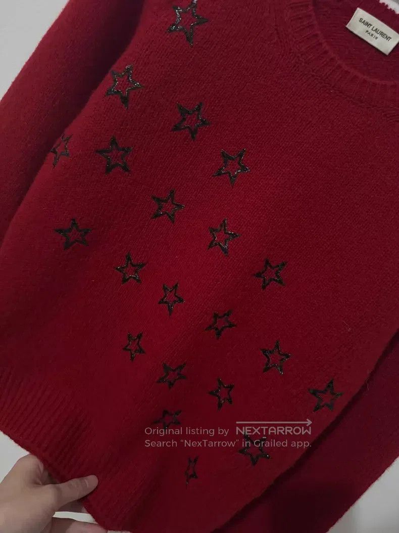 Saint Laurent Paris Saint Laurent Paris Dark red scales embroidered star sweat Size S / US 4 / IT 40 - 3 Thumbnail