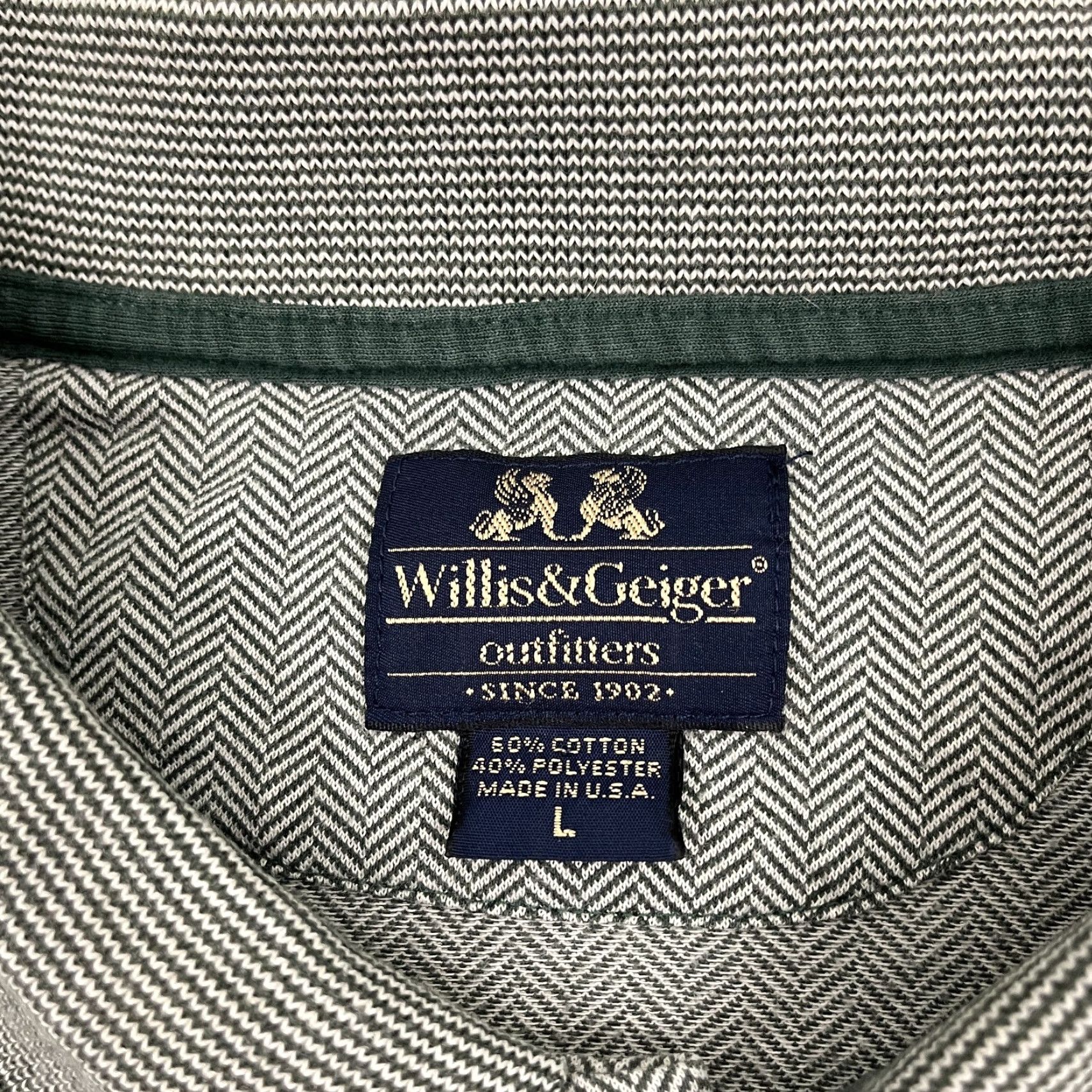 Vintage VINTAGE Willis & Geiger Polo Shirt Mens Large Green Herringbone Preppy Made in USA Size US L / EU 52-54 / 3 - 3 Thumbnail