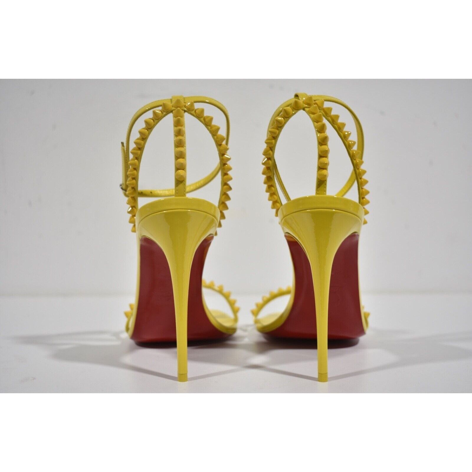 Christian Louboutin So Me 100 Yellow Patent Ankle Strap Sandal Heel Pump 38.5 Size US 8.5 / IT 38.5 - 11 Thumbnail