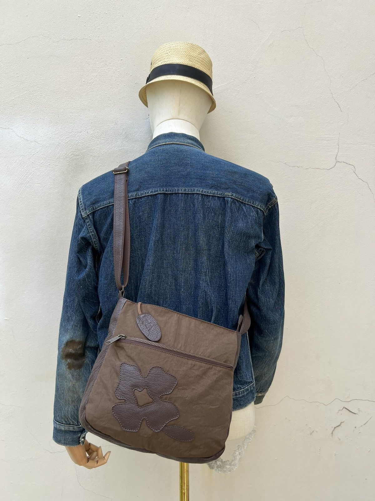 image of Ibiza Yoshida. Co Japan Hybrid Leather Sling Bag in Brown, Men's