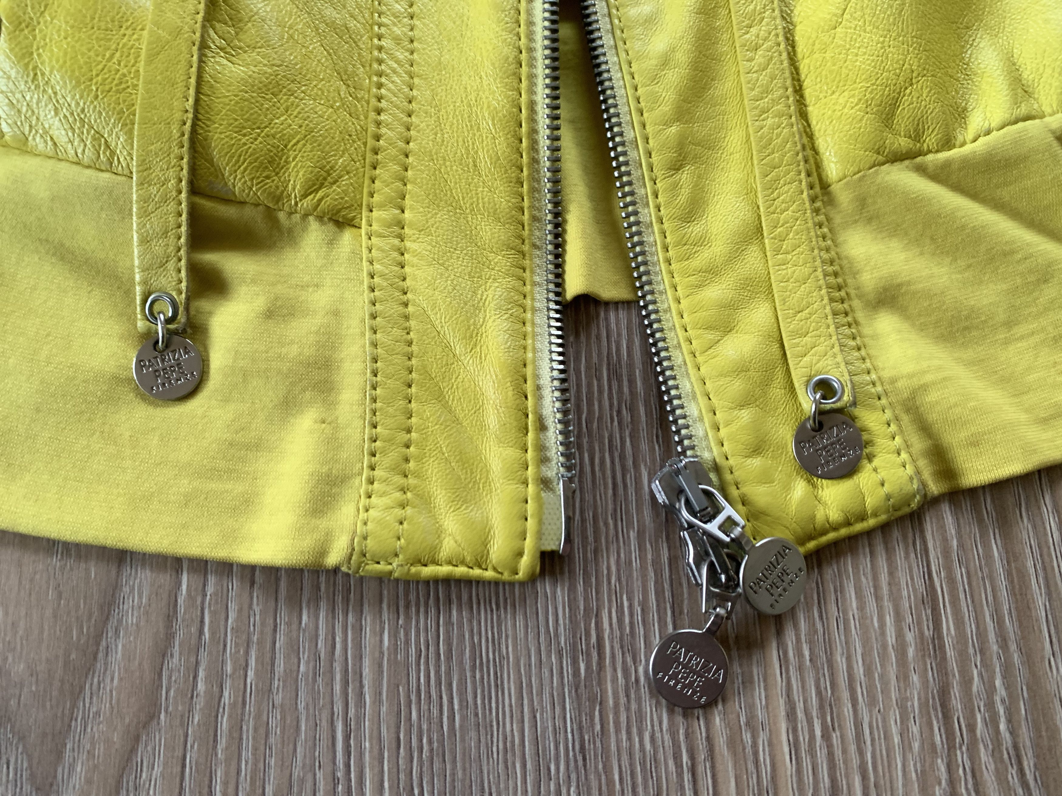 Patrizia Pepe Womens Patrizia Pepe Yellow Leather Jacket Size S / US 4 / IT 40 - 7 Thumbnail