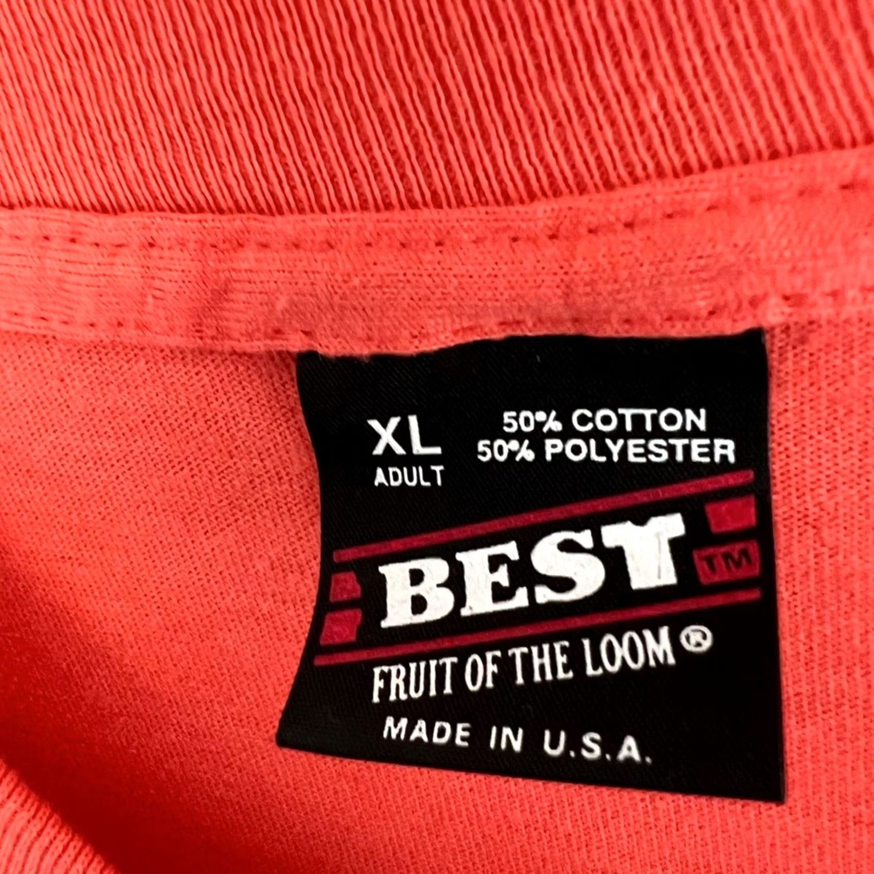 Fruit Of The Loom VINTAGE Boca Raton Shirt SZ XL Peach Panda Single Stitch NATURE Made in USA Mens Size US XL / EU 56 / 4 - 5 Thumbnail