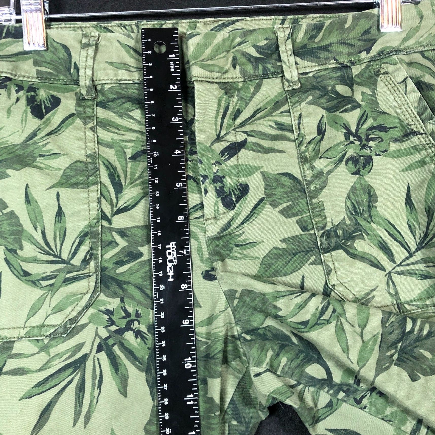 Old Navy Old Navy Womens Pants Green Leaf Print Pixie Cotton Blend Cropped Stretch 10 Size 24" / US 00 / IT 34 - 7 Thumbnail