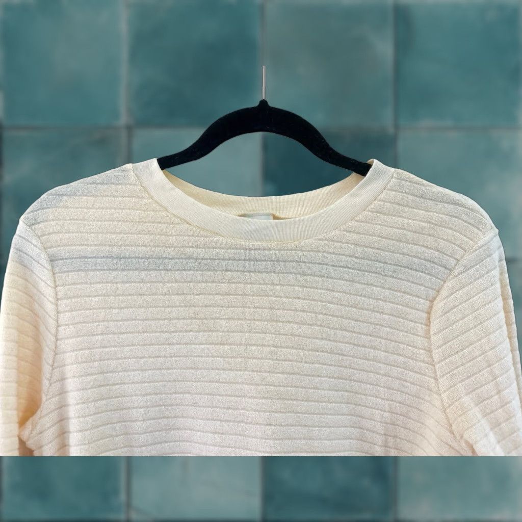VINTAGE Wrangler Velour Ribbed Long Sleeve Shirt Juniors L Ivory 80s USA Made