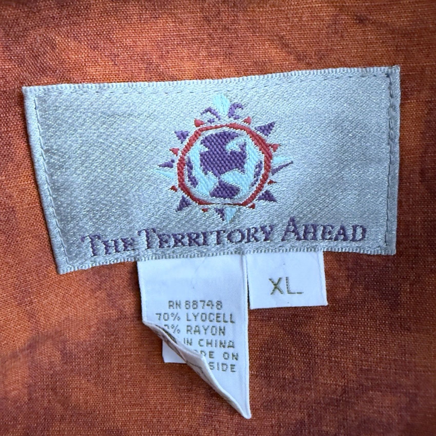 The Territory Ahead Territory Ahead Shirt Lyocell Blend Orange Hawaiian Style Mens XL Button-Up Short Sleeve Size US XL / EU 56 / 4 - 4 Thumbnail