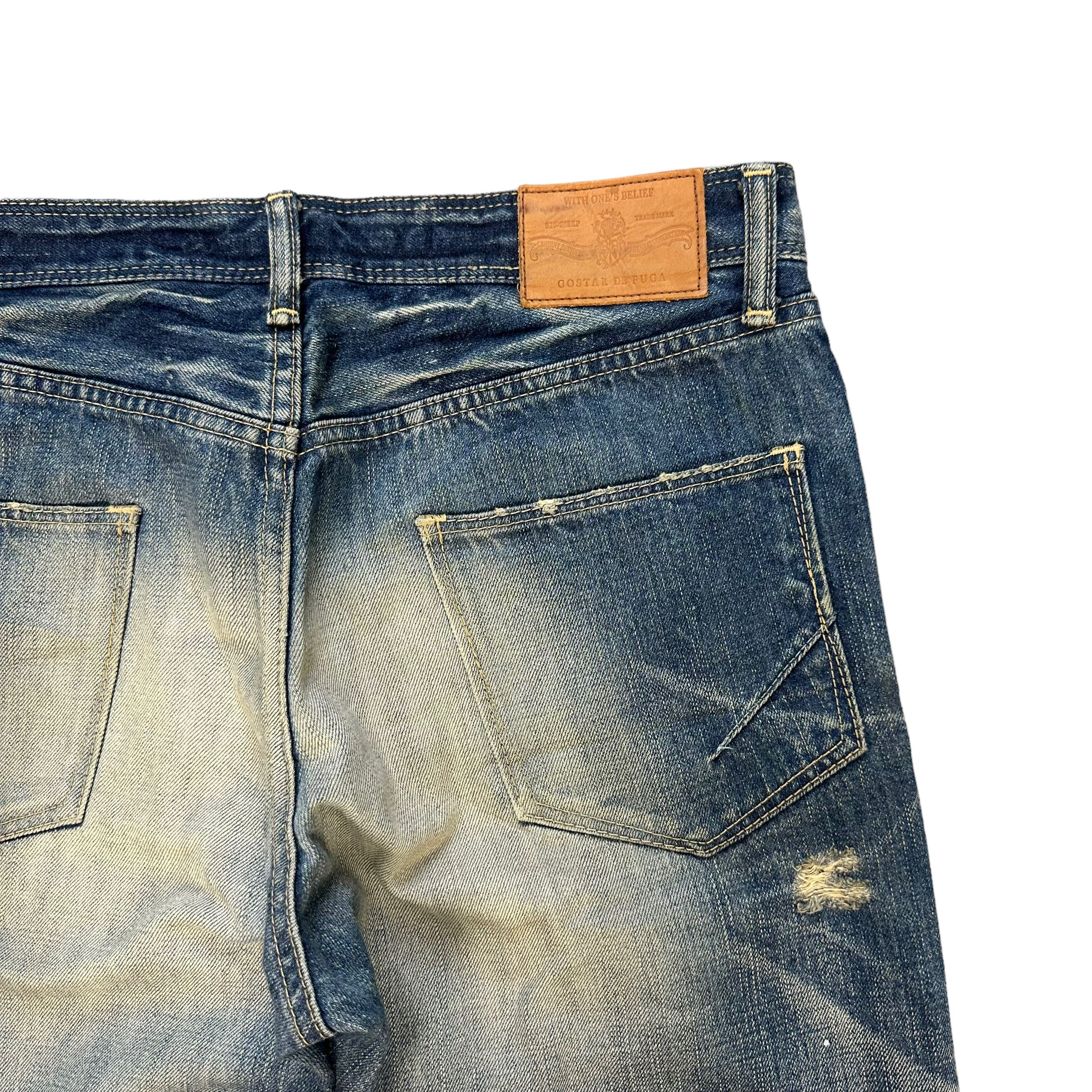 GOSTAR DE FUGA TRASHED🔥 GOSTA DE FUGA FLY BUTTON WASHED JEANS #7628-158 Size 33" - 15 Thumbnail