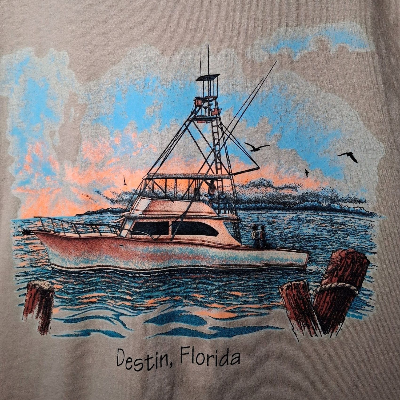 Vintage VINTAGE Destin Florida Shirt XL Fishing Boat Ocean Sunset Nautical Distressed Size US XL / EU 56 / 4 - 3 Thumbnail