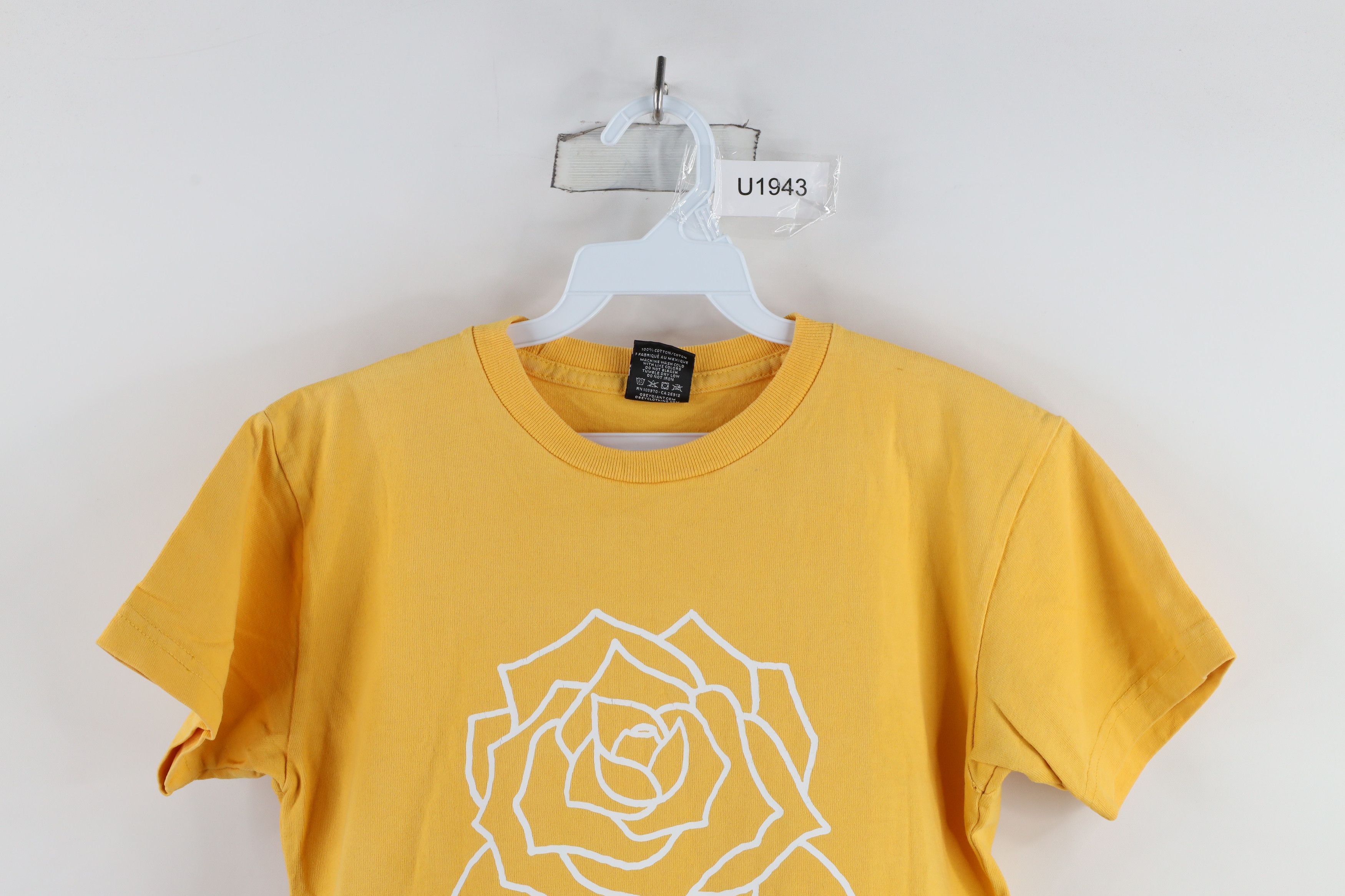 Obey × Vintage Vintage Obey Propaganda SpelL Out Flower Rose T-Shirt Yellow Size XS / US 0-2 / IT 36-38 - 2 Thumbnail