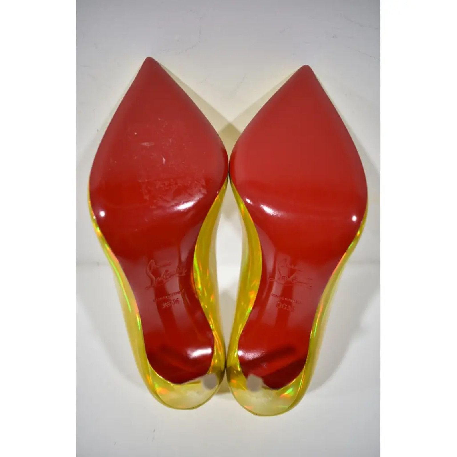 Christian Louboutin Hot Chick 100 Yellow Patent Psychic Pointed Heel Pump 36.5 Size US 6.5 / IT 36.5 - 11 Thumbnail