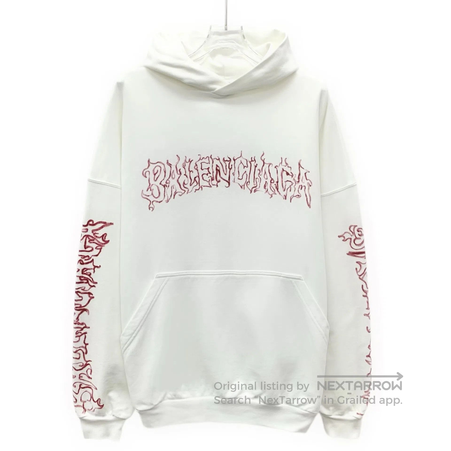 Balenciaga Balenciaga White logo letter print cotton hooded long slee Size US S / EU 44-46 / 1 - 1 Thumbnail
