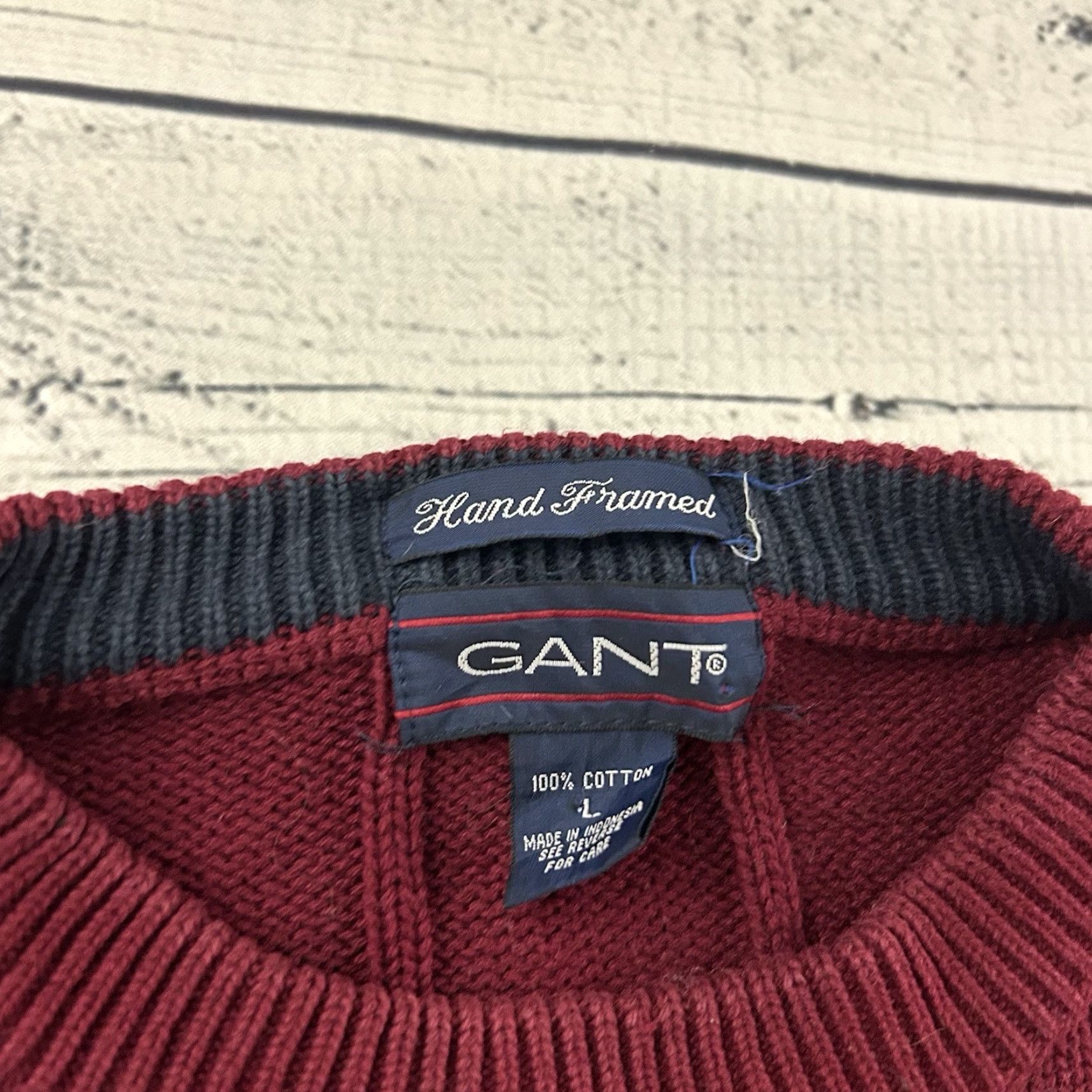 Gant GANT Hand Framed Pullover Cableknit Sweater Men's L Maroon Red Crew Neck Knit Style Pullover Mens Size L Maroon Cable-Knit Sweater Size US L / EU 52-54 / 3 - 3 Thumbnail