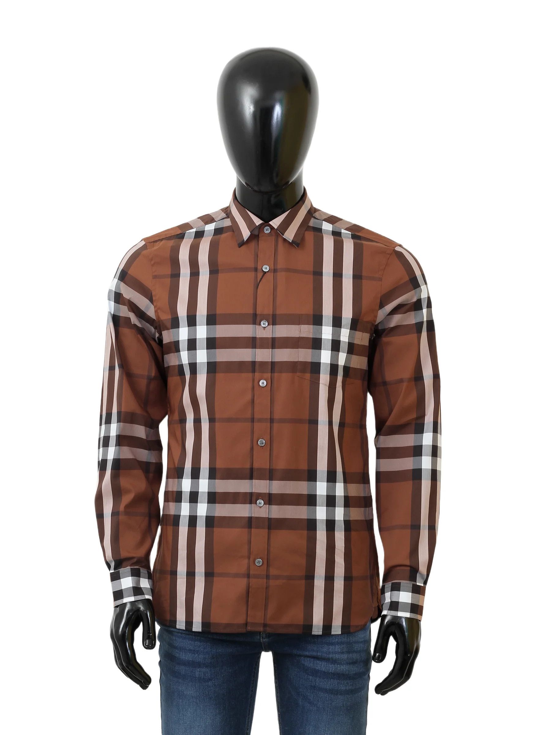 image of Burberry O1Srvl11E0524 Long Sleeve Check Cotton Shirt In Multicolor, Men's (Size Large)