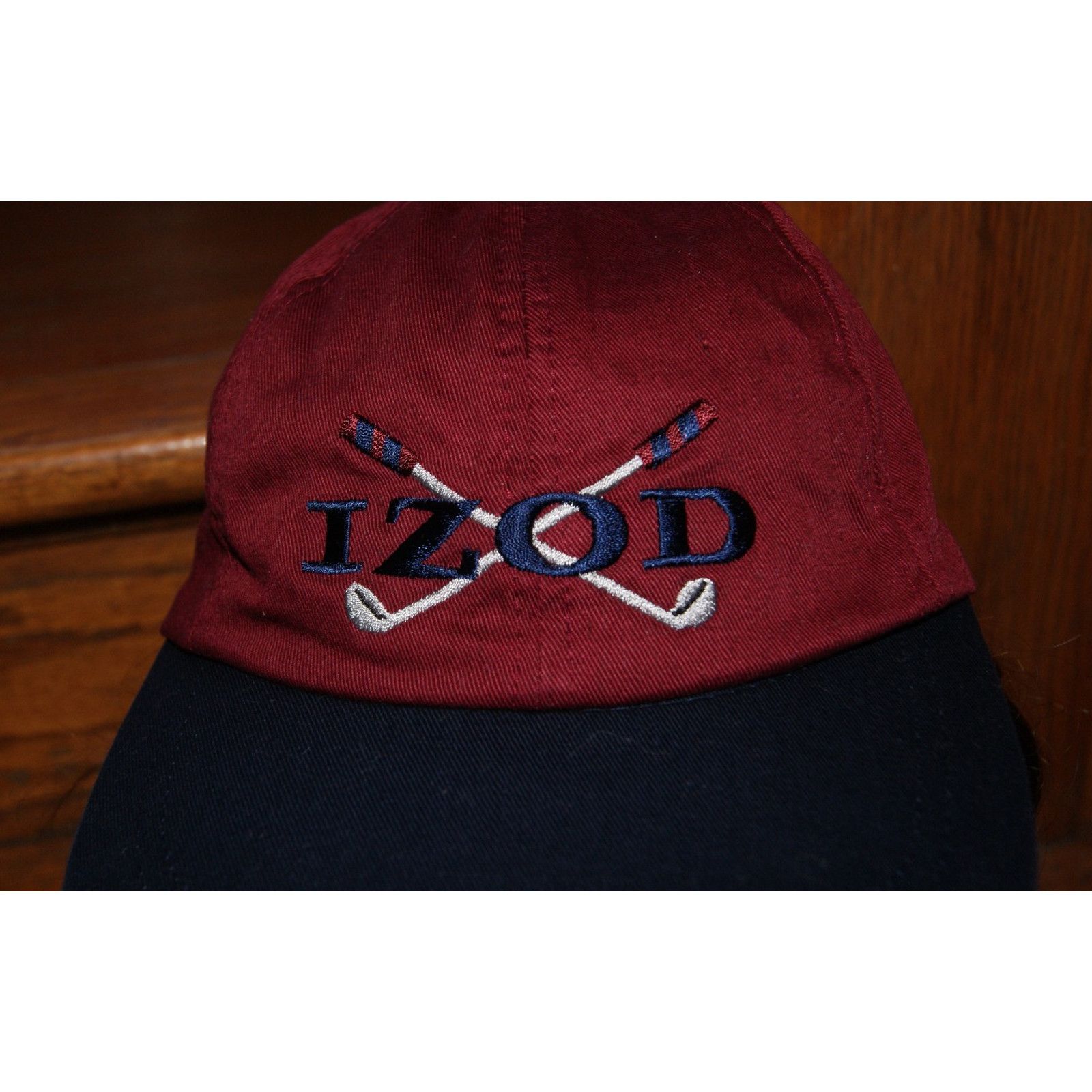 Izod VTG Izod Maroon Golf Clubs Logo Cap Hat Leather Strapback Size ONE SIZE - 6 Thumbnail