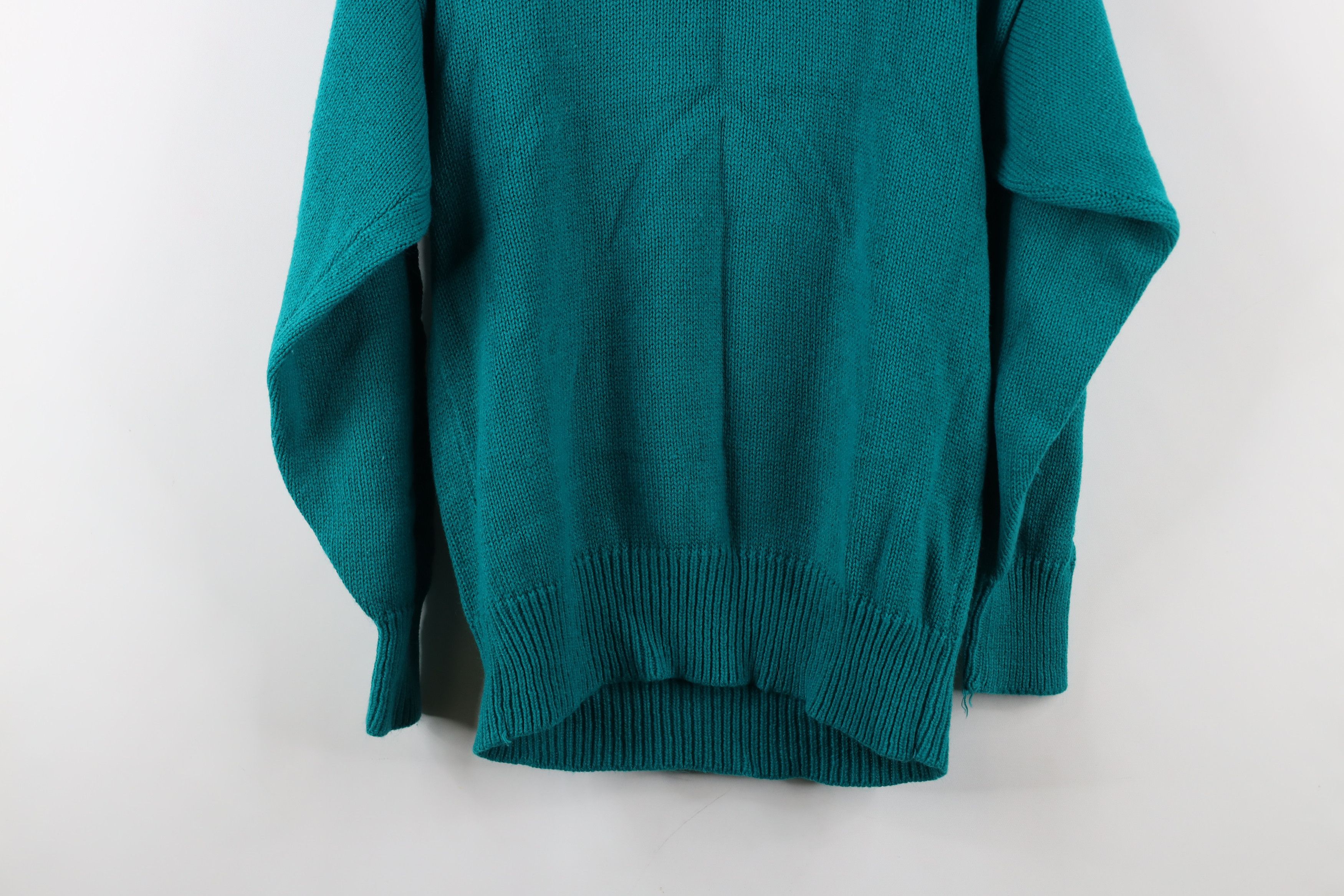 Vintage Vintage 70s Streetwear Bib Cable Knit Crewneck Sweater Teal Size XS / US 0-2 / IT 36-38 - 13 Thumbnail