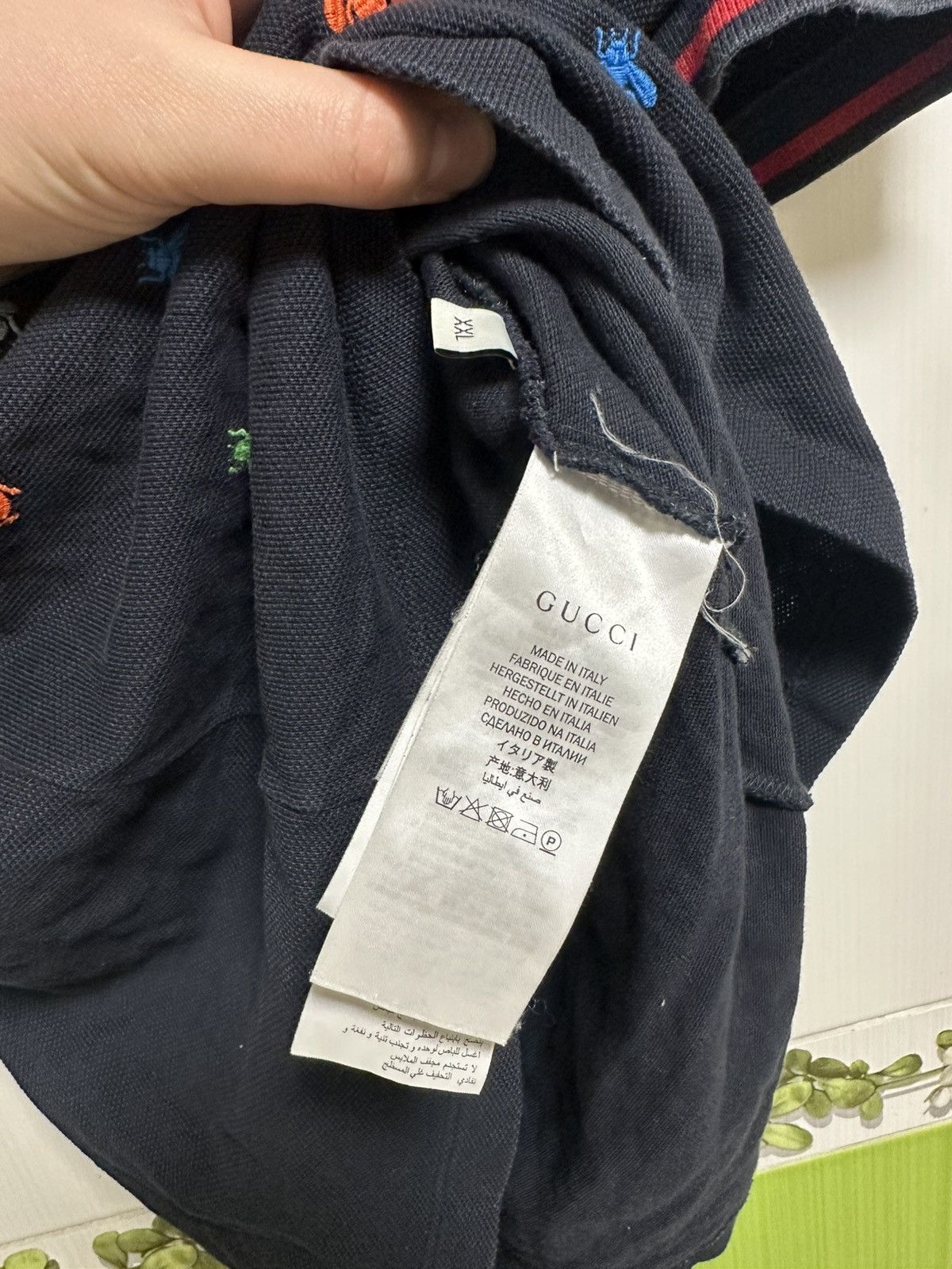 Gucci Gucci Dark Navy Bee Embroidered Pique Cotton Polo XXL Size US XXL / EU 58 / 5 - 6 Thumbnail