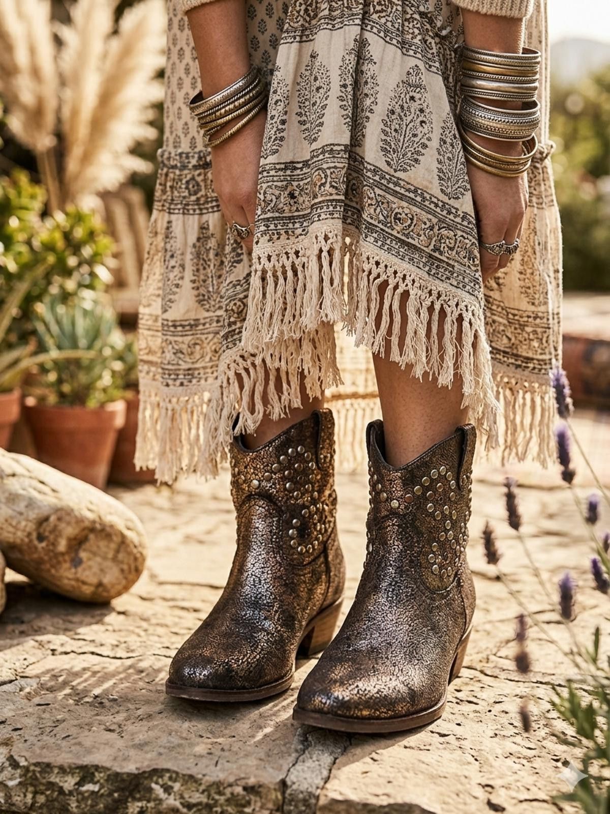 Other J. Renee Metallic Studded Rhonestone Western Ankle Boots 10 Size US 10 / IT 40 - 1 Thumbnail