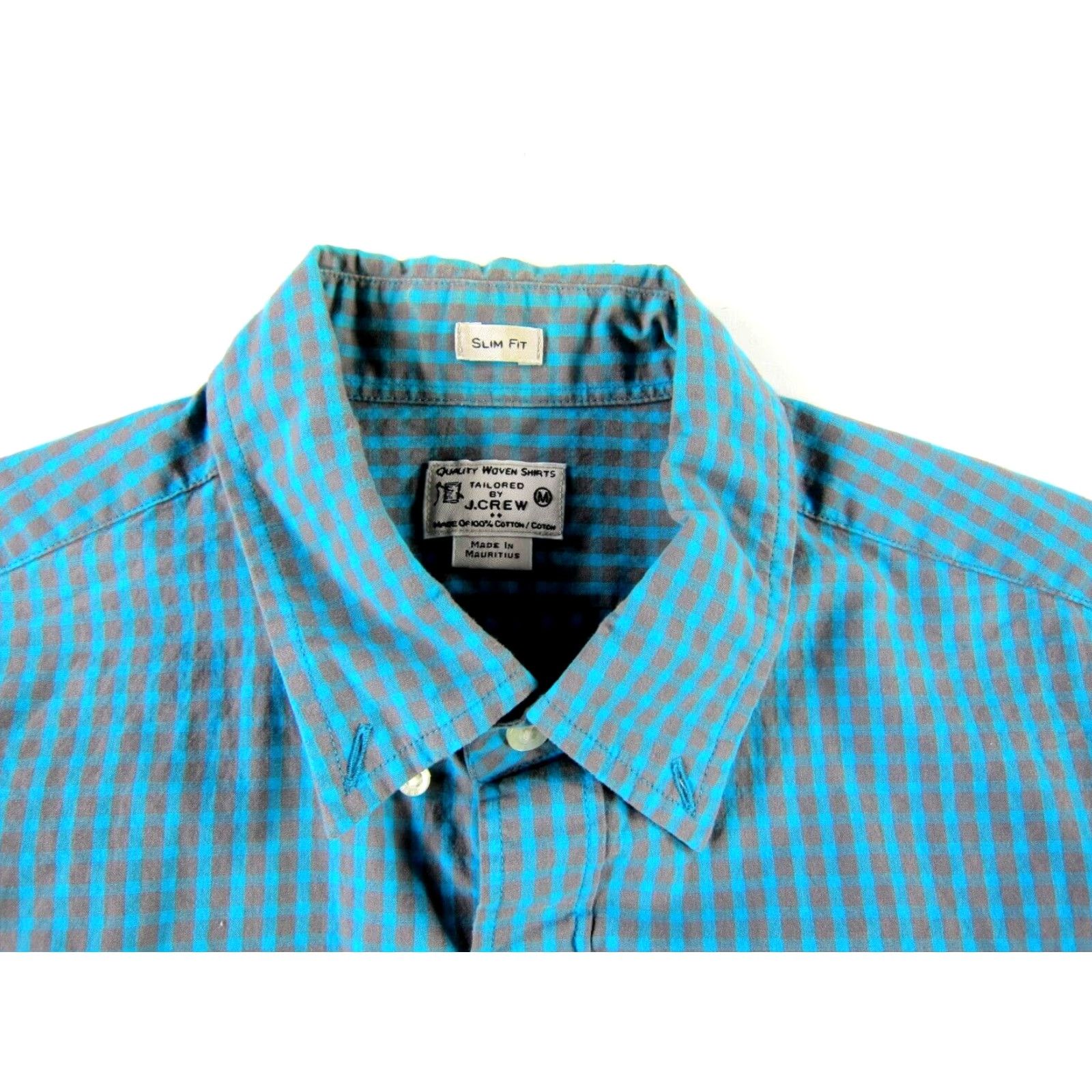 J.Crew J.Crew Tailored Grey Blue Plaid Button Up Cotton Long Sleeve Slim Fit Shirt M Size US M / EU 48-50 / 2 - 4 Thumbnail