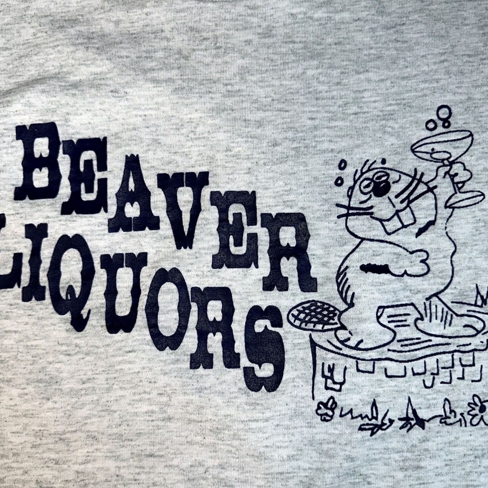 Fruit Of The Loom VINTAGE Fruit of the Loom T-Shirt Men L Gray Beaver liquors USA 90s Size US L / EU 52-54 / 3 - 2 Thumbnail