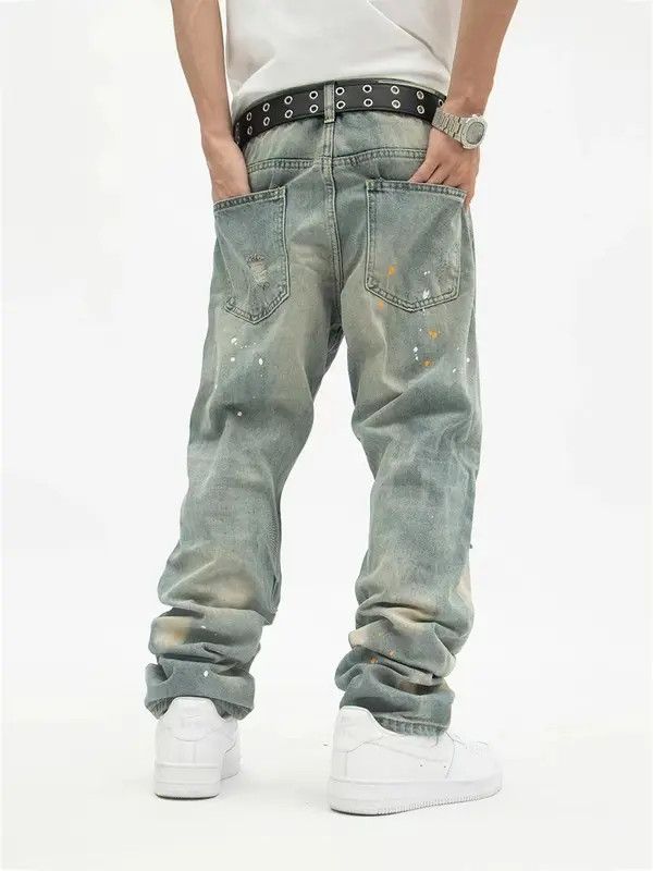 VIBE Retro street hip hop distressed washed straight jeans Size US 30 / EU 46 - 2 Thumbnail