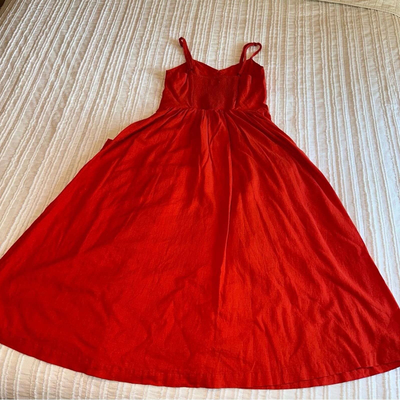 Cooperative Linen Dress Small Coastal Red A Line Midi EUC - trueticket.mx