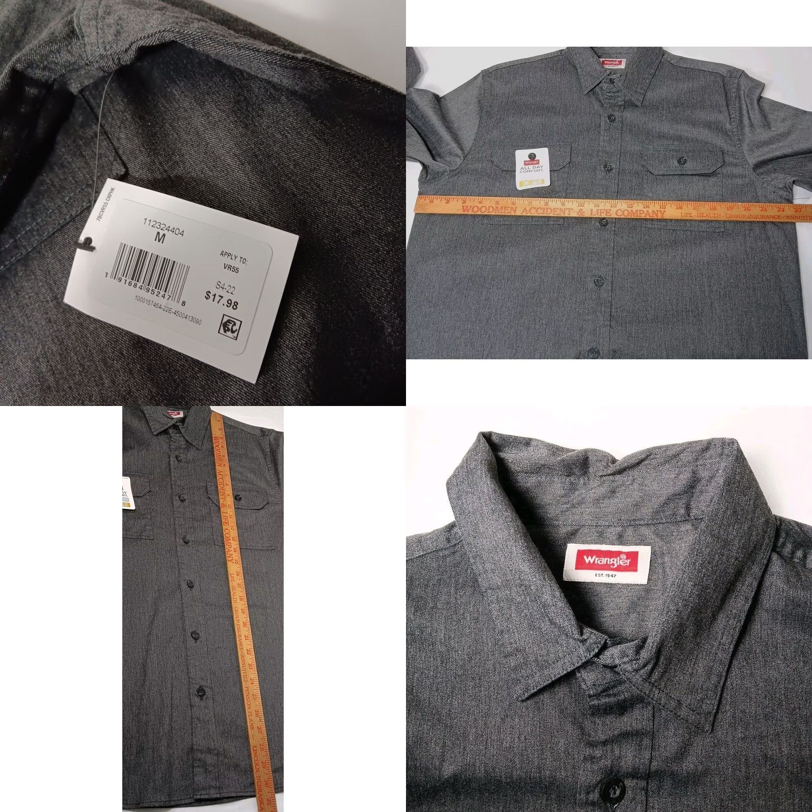 Wrangler Wrangler Shirt M Long Sleeve Gray Flex Woven Button Up Workwear New Size US M / EU 48-50 / 2 - 8 Thumbnail