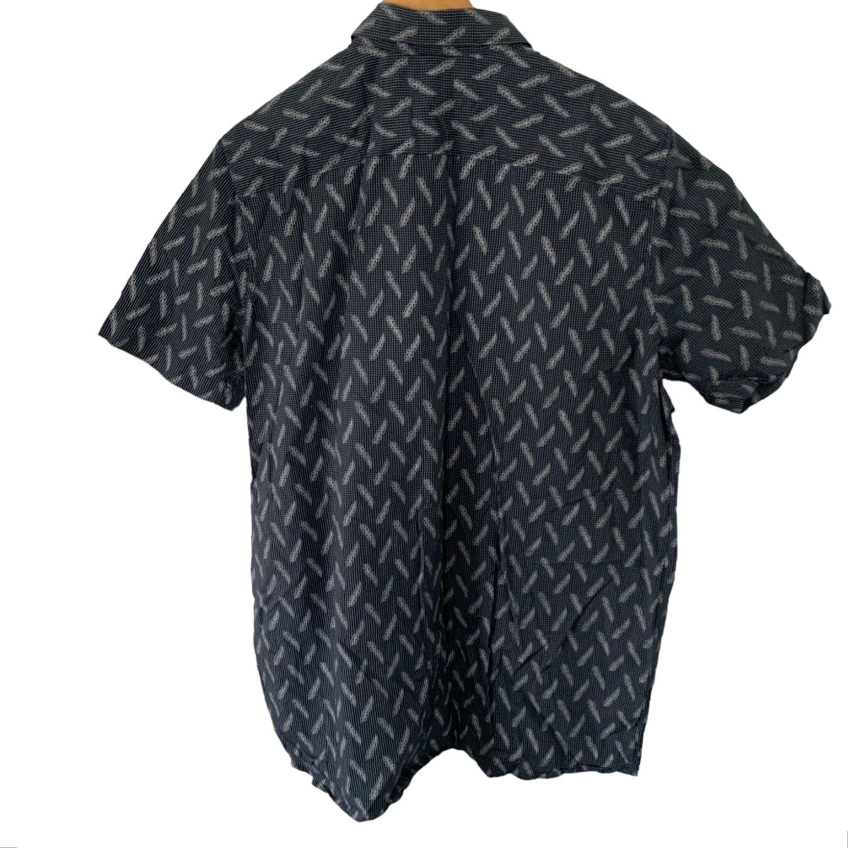 Perry Ellis Perry Ellis Shirt Mens LT Large Tall Short Sleeve Blue Print 100% Cotton Geometric Button-Up Casual Size US L / EU 52-54 / 3 - 5 Thumbnail