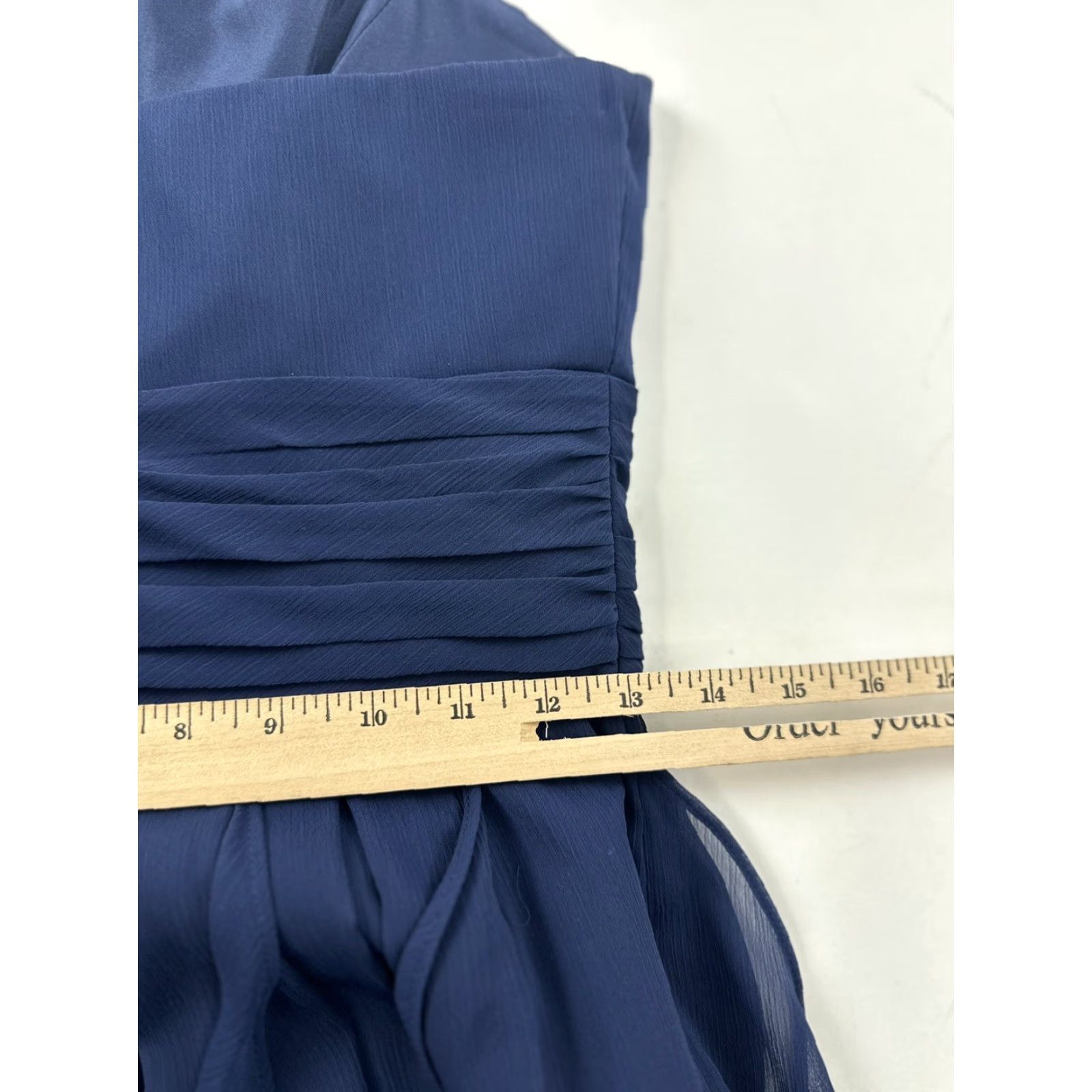 Vintage David’s Bridal Dress Women’s 2 Blue Marine Chiffon Layered Bridesmaids F14169 Size XS / US 0-2 / IT 36-38 - 6 Thumbnail