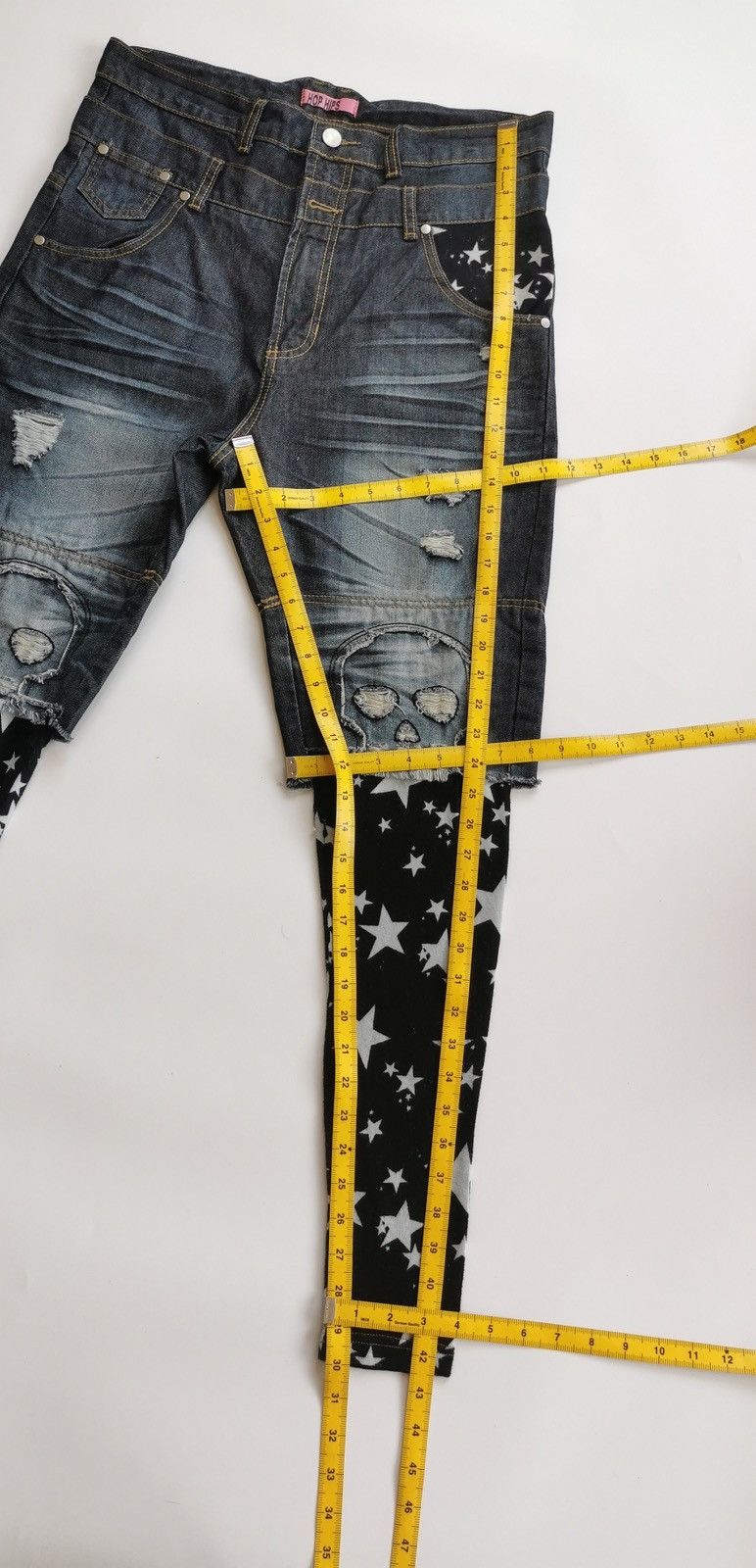Kapital Hop Hips Punk Skull Star Double Waist Legging Denim Jeans Size US 33 - 10 Thumbnail