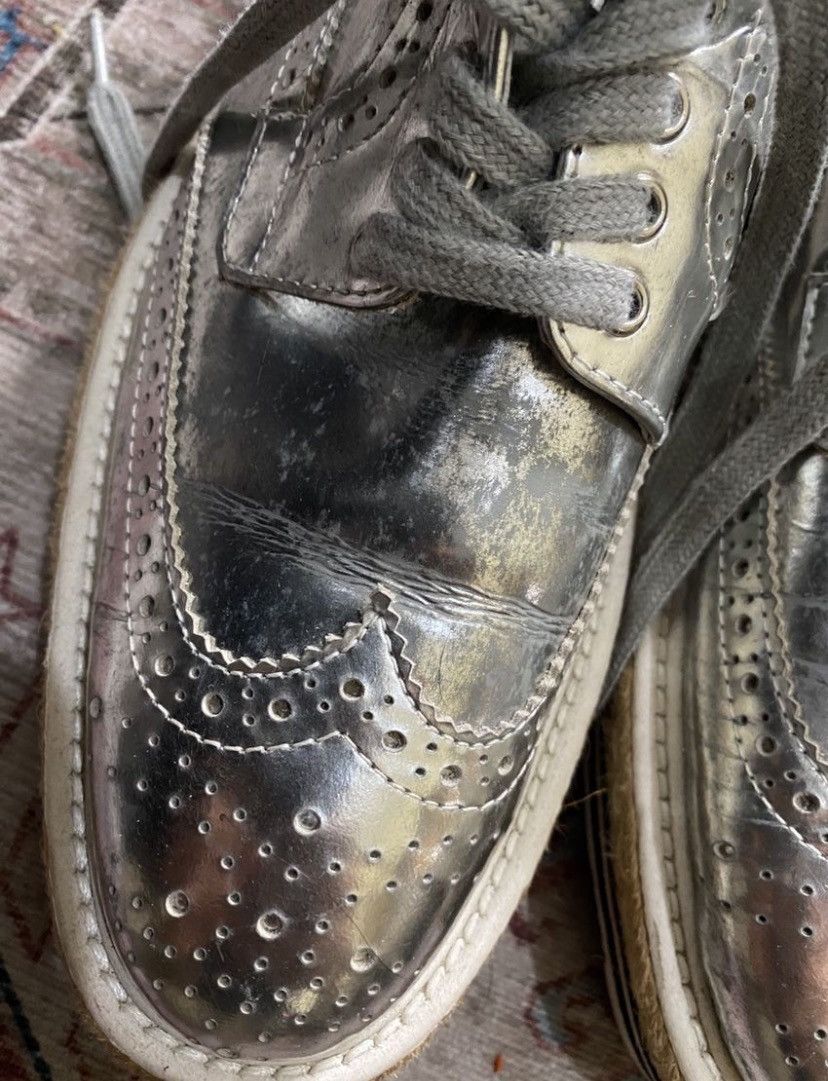 Prada Prada Platform Lace Up Silver Brogues Wedges Size US 9 / IT 39 - 9 Thumbnail