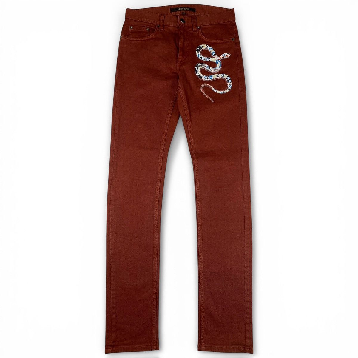 Beaded Snake Graphic Denim Jeans