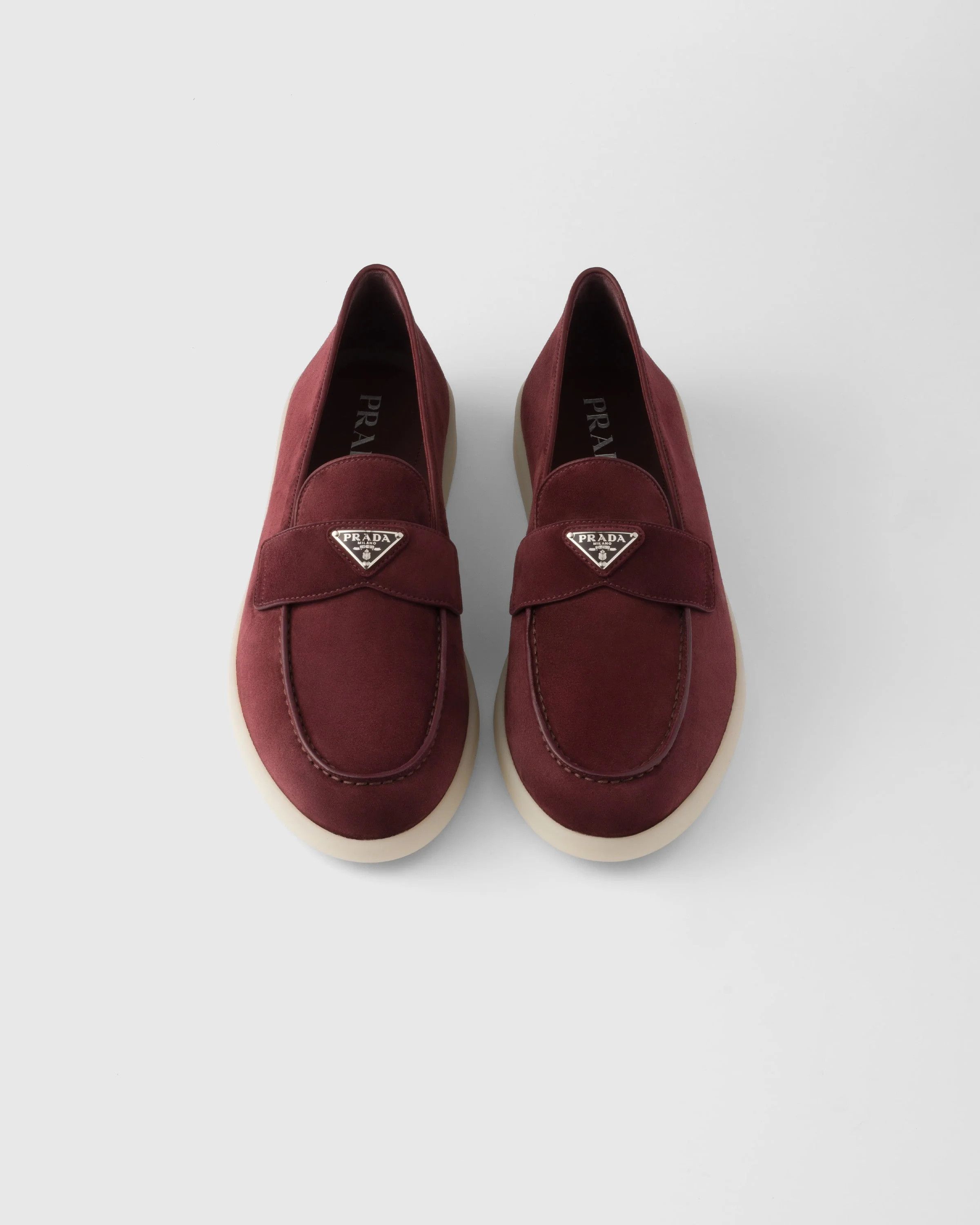 Prada o1w1db10426 Suede Loafers in Burgundy Size US 8 / EU 41 - 3 Thumbnail