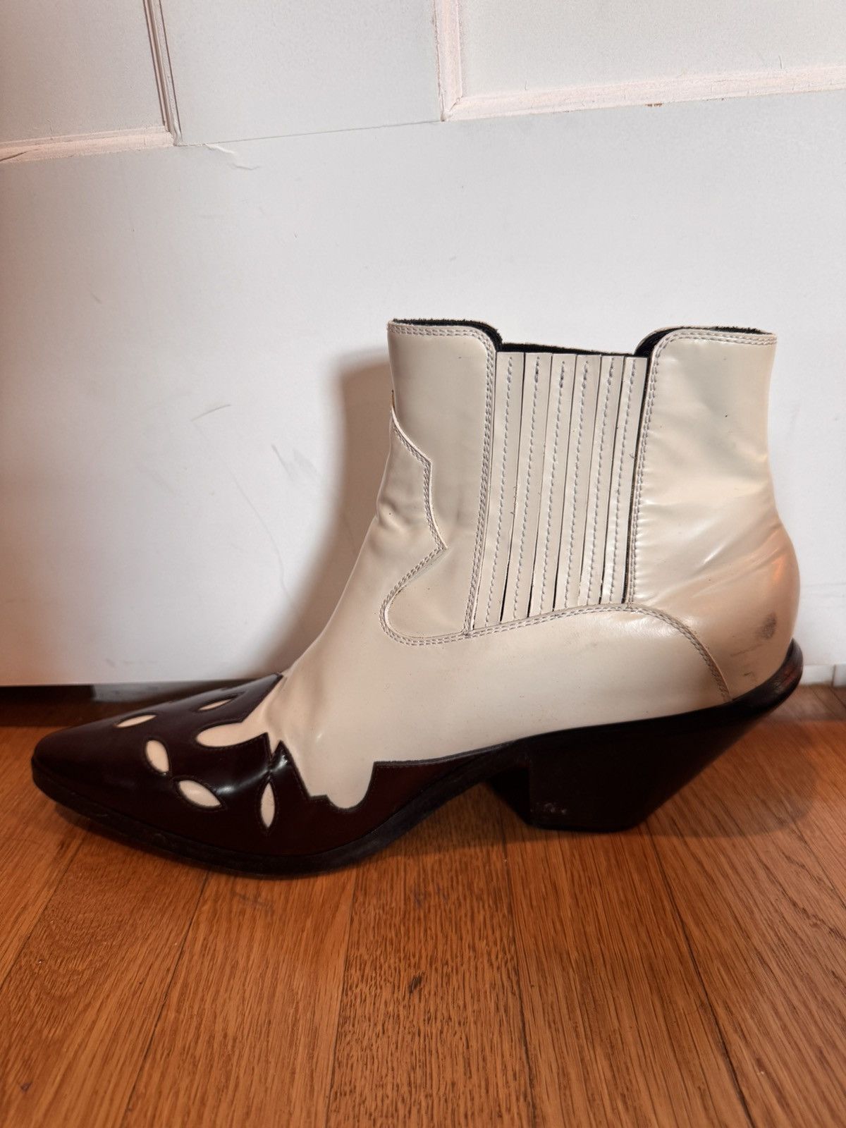 Enfants Riches Deprimes RARE ERD Midnight cowboy boots ivory and burgundy Size US 10 / EU 43 - 5 Thumbnail