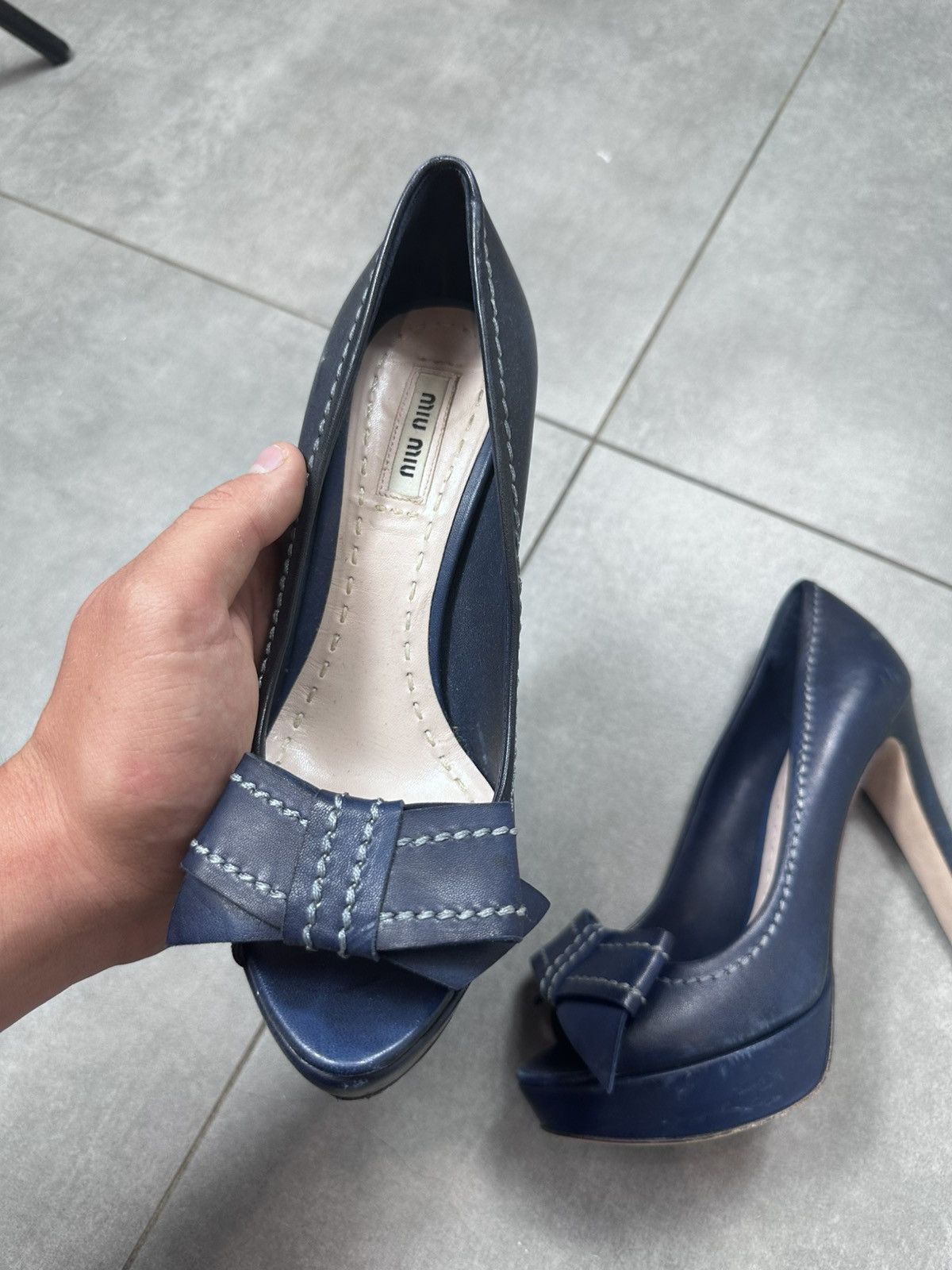 Miu Miu Vintage Miu Miu PeepToe Heels perforated cocard dot holes Size US 7.5 / IT 37.5 - 4 Thumbnail