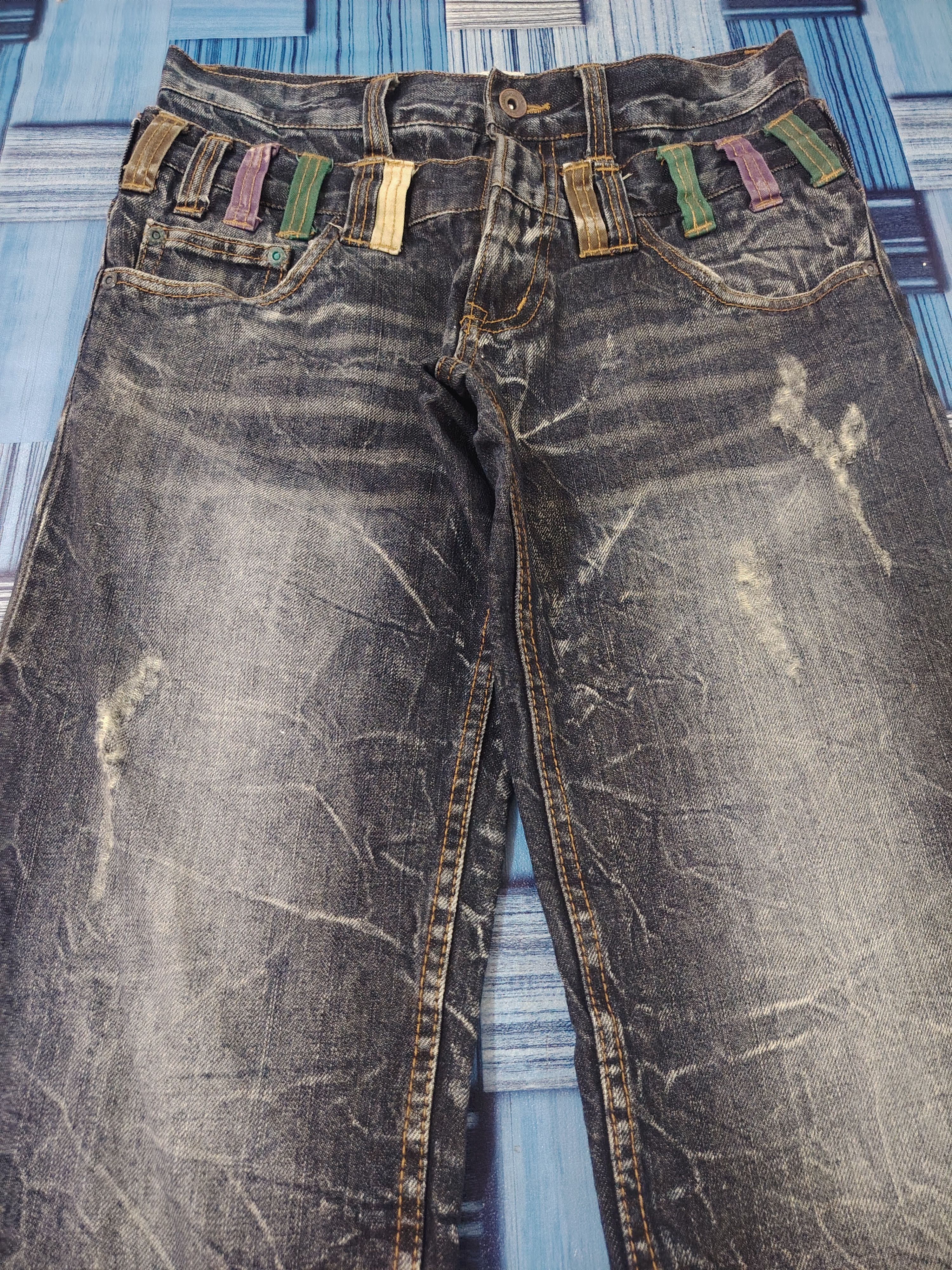 Who Decides War Japanese Nylaus Double Waist Distressed Jeans Size US 29 - 3 Thumbnail