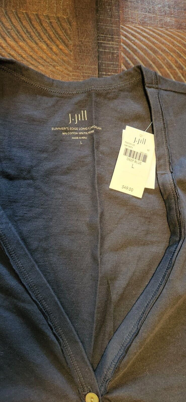 Designer New J Jill Summer's Edge Long Cardigan Deep Blue Size Large Size L / US 10 / IT 46 - 3 Thumbnail