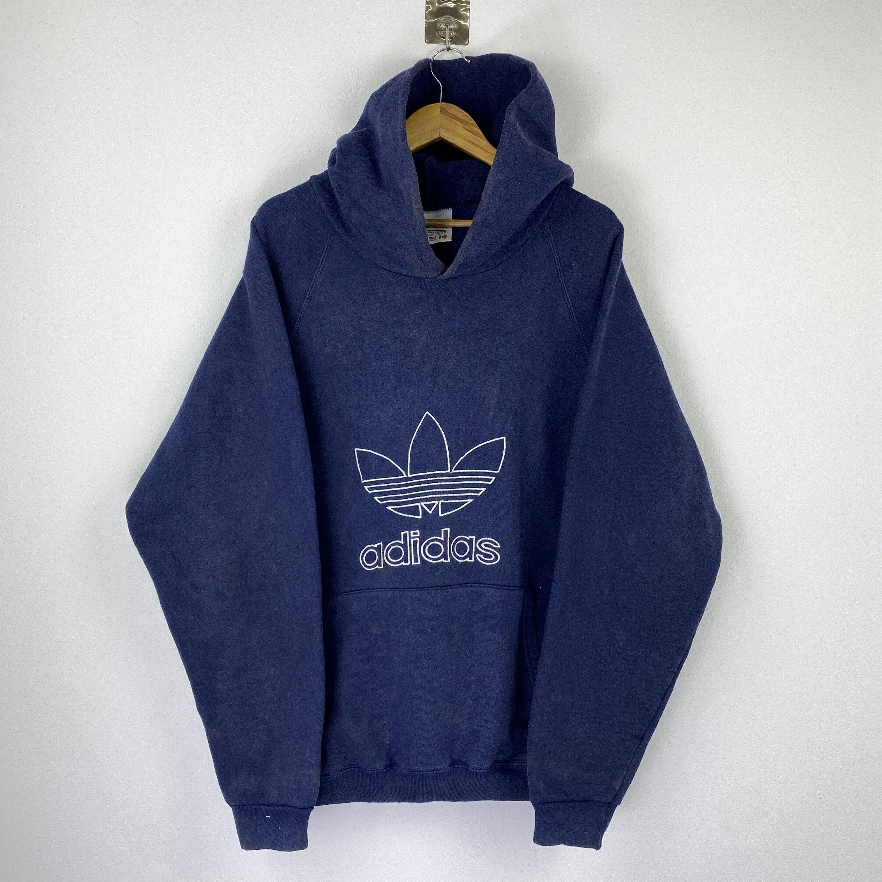 Adidas Vintage 90s Adidas Central Logo Pullover Hoodie SH0508 Size US L / EU 52-54 / 3 - 1 Thumbnail