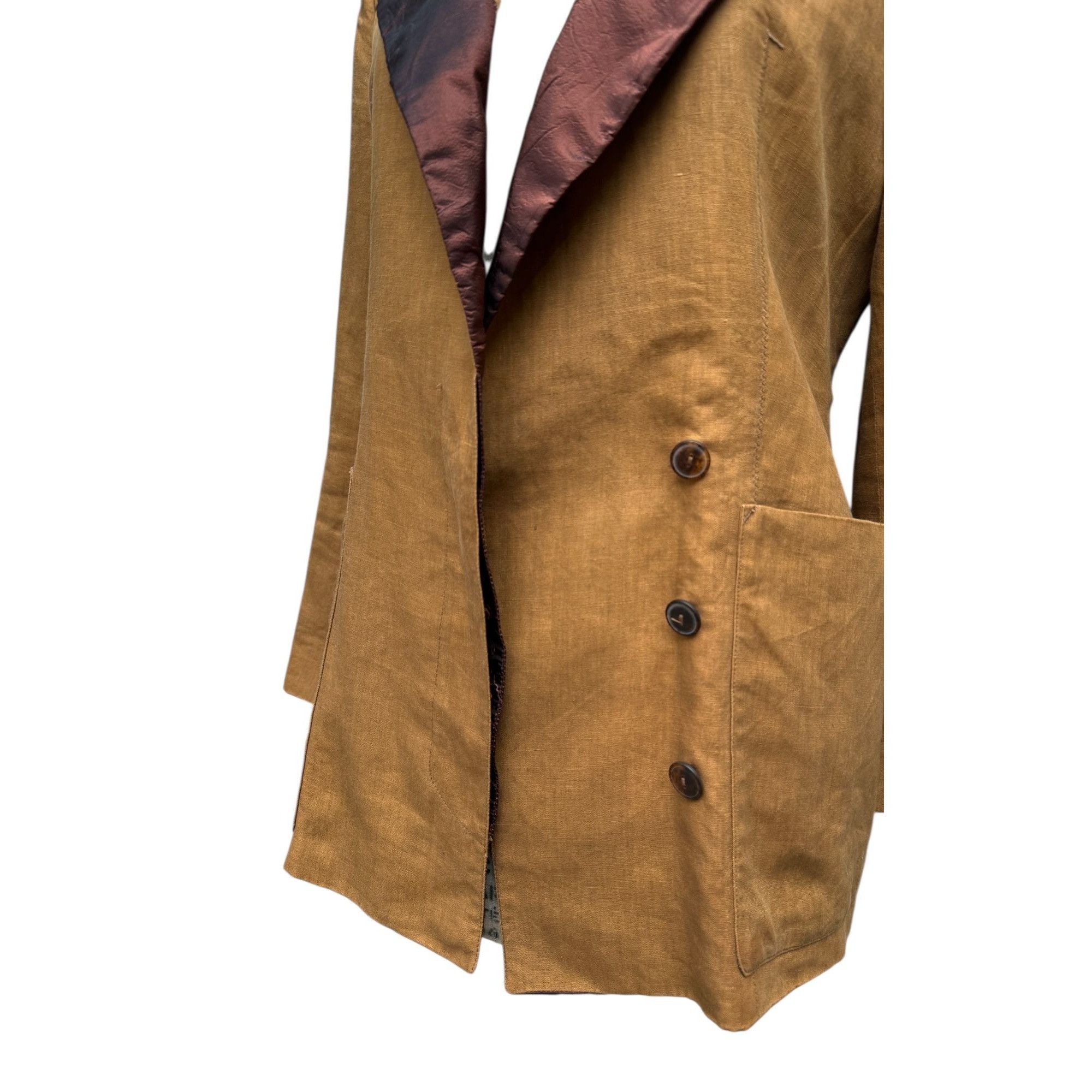 Jean Paul Gaultier 1990s Brown Linen Double-Breasted Blazer Size L / US 10 / IT 46 - 5 Thumbnail