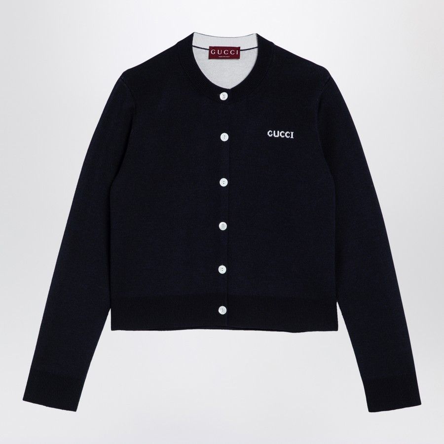 Gucci o1d2blof0824 Wool-Blend Cardigan in Navy Blue Size M / US 6-8 / IT 42-44 - 1 Thumbnail