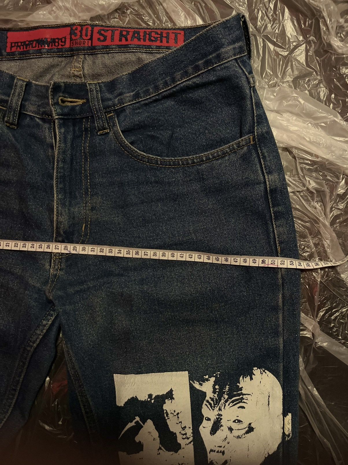 Japanese Brand Custom Horror Graphic Denim Jeans (Straight Fit, DIY2020s) Size US 30 / EU 46 - 5 Thumbnail