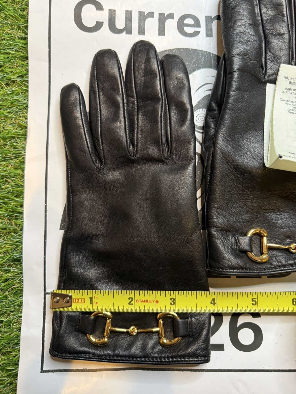 Gucci $840MSRP Demna Gucci Gold Horsebit Lambskin Leather Glove Size ONE SIZE - 16 Thumbnail